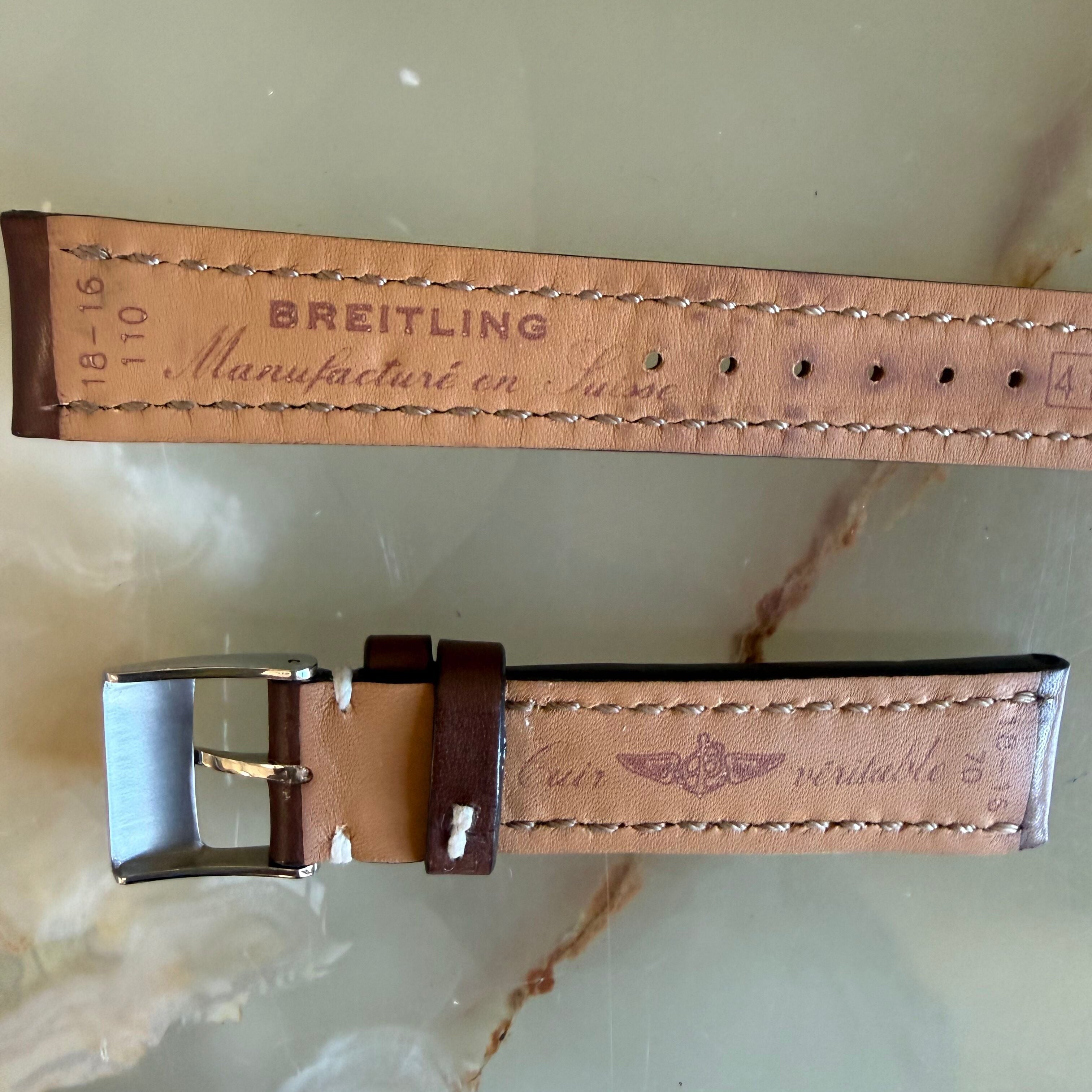 Authentic Breitling Novo Nappa Brown Leather Watch Strap Band 18mm w Buckle 416XS