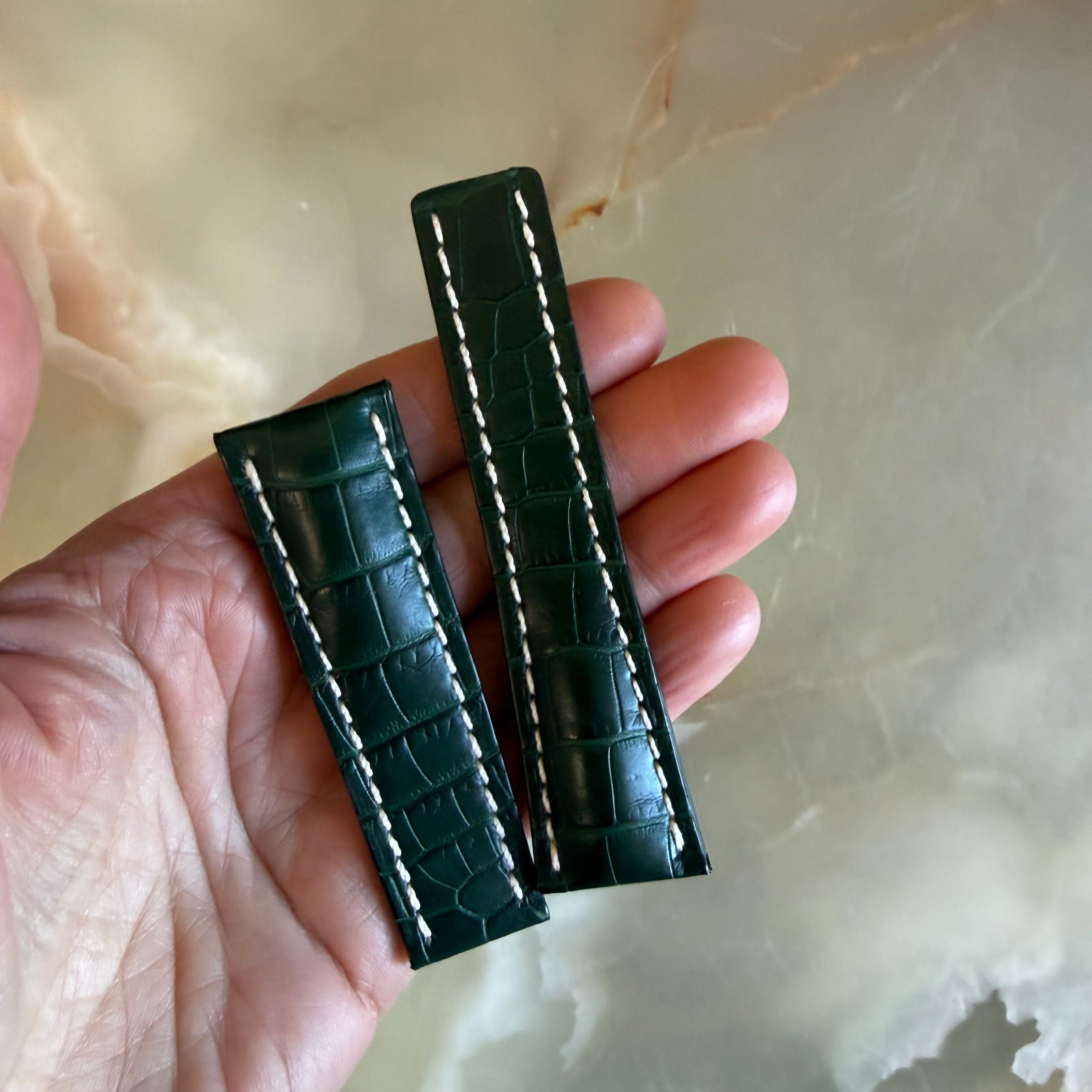 Authentic Breitling Green Crocodile Watch Strap Band 24mm