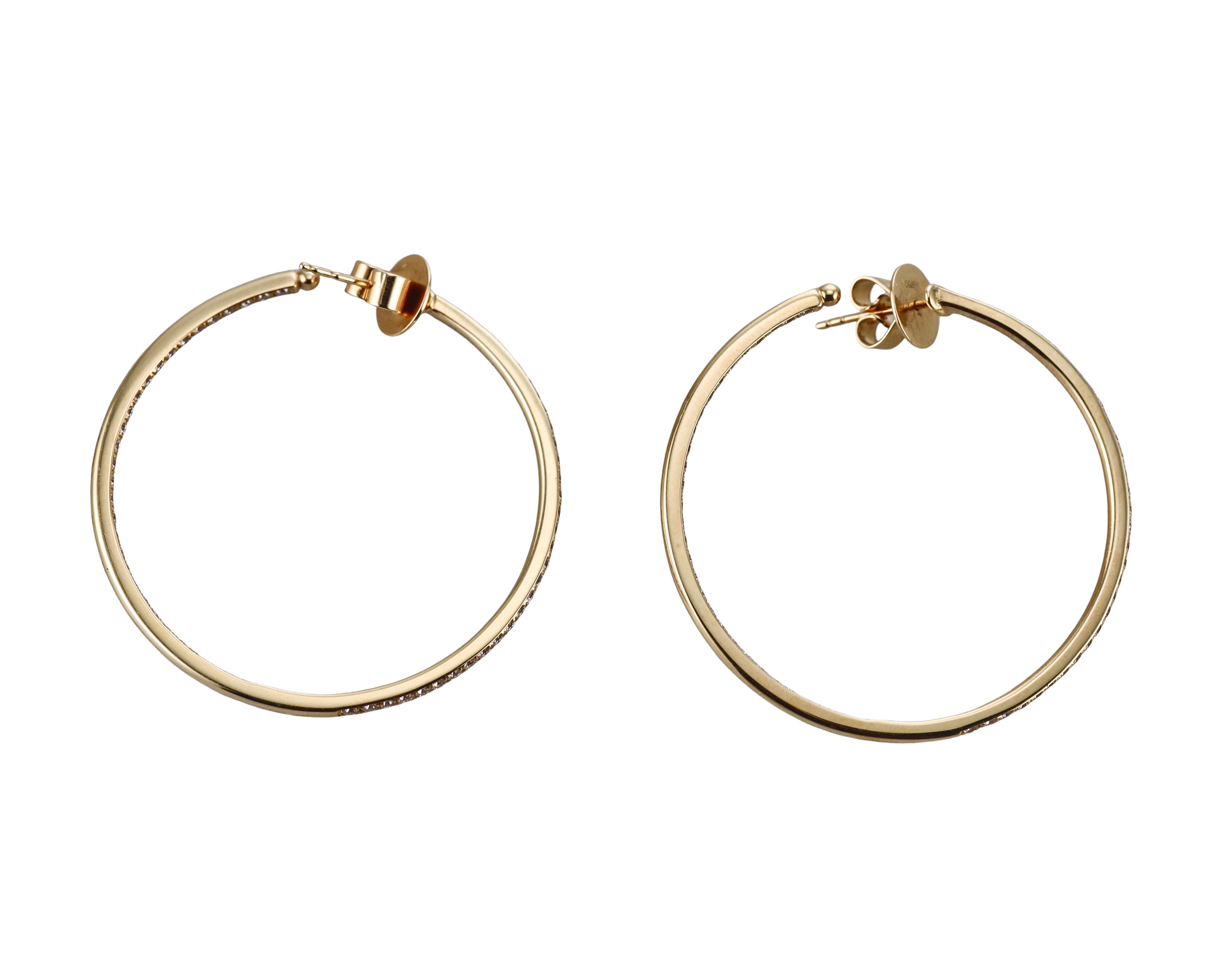 Memoire by Hearts on Fire 18k Gold Diamond Round Pave Hoops Earrings