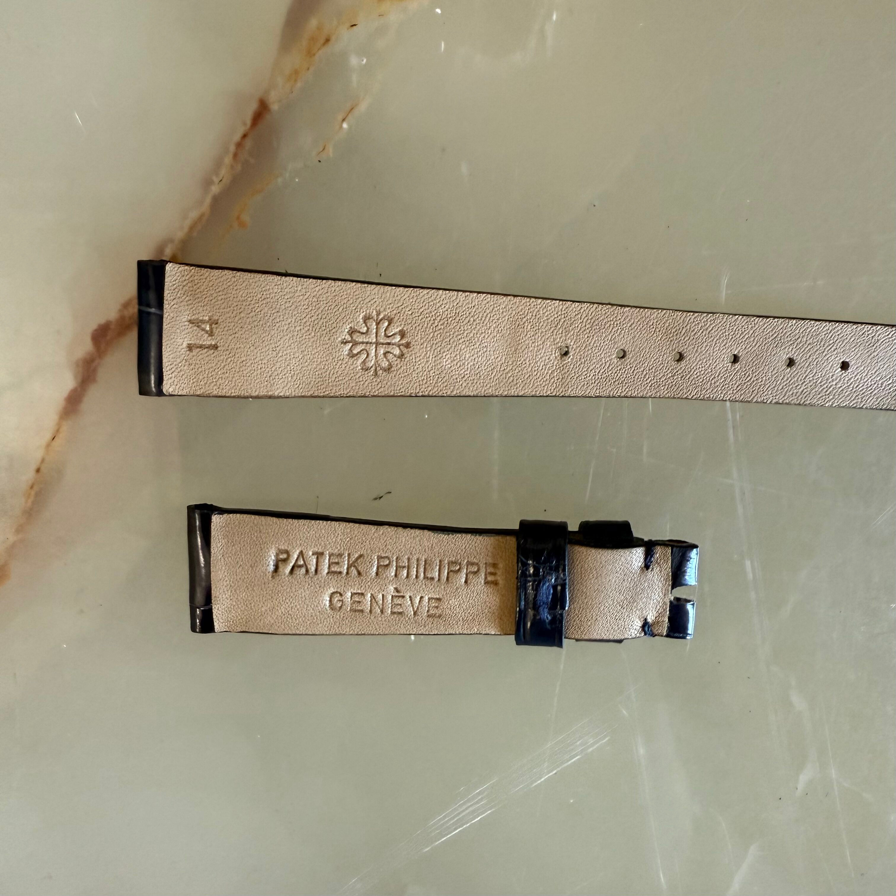 Authentic Patek Philippe Black Shiny Crocodile Watch Strap Band 14mm