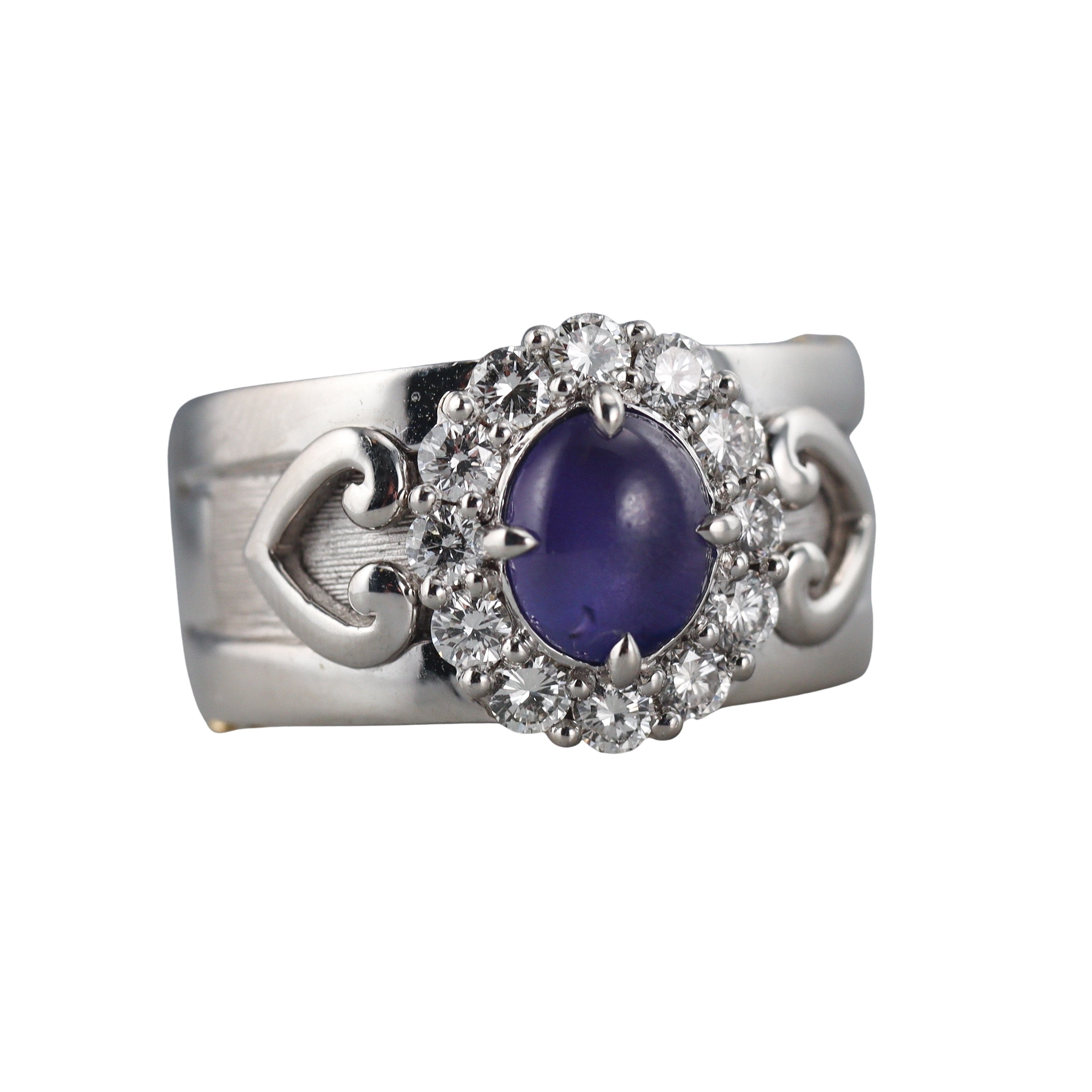 Jewel Studio 18k Gold Platinum 2.83ct Sapphire Diamond Ring