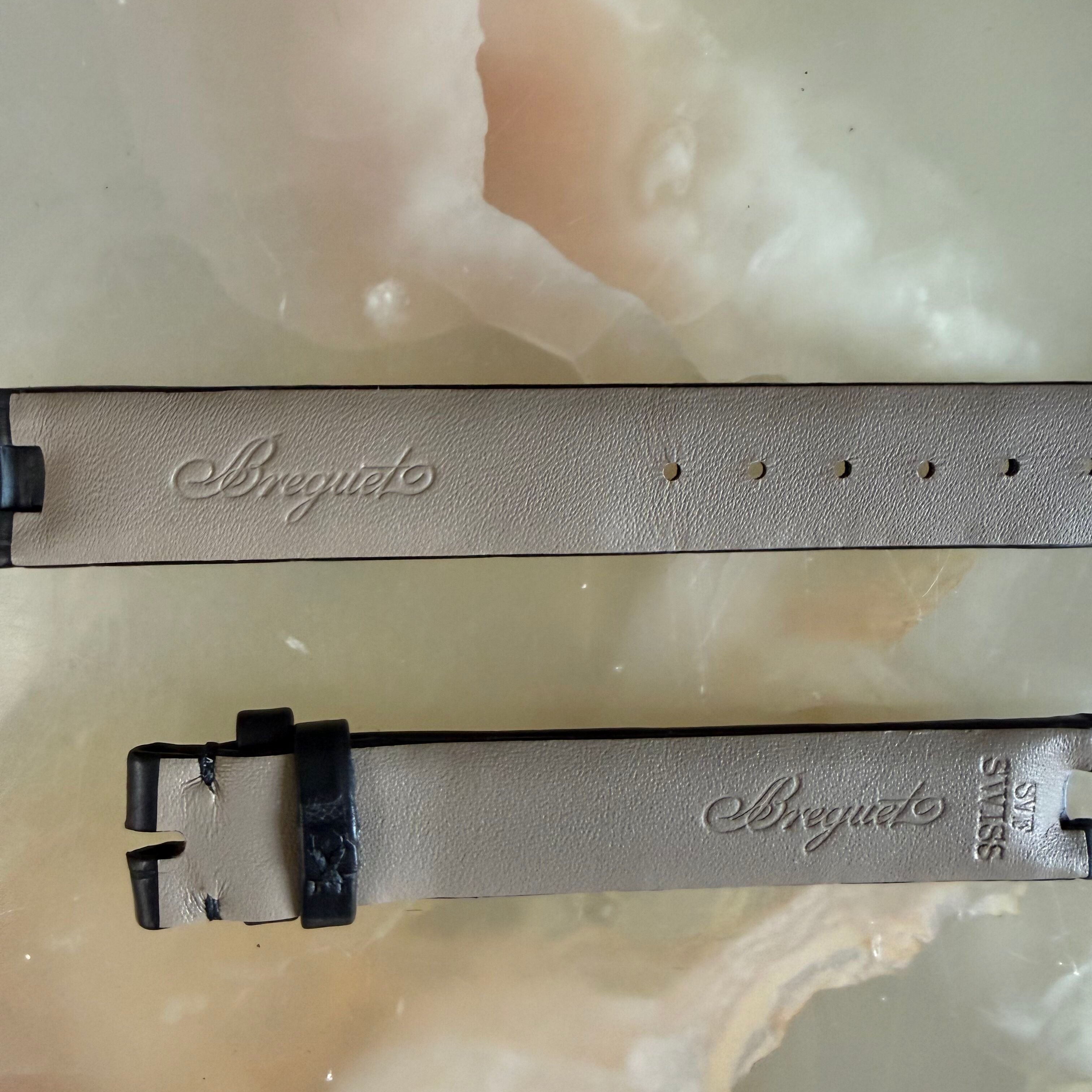 Authentic Breguet Reine De Naples Black Alligator Matte Watch Band Strap 14mm