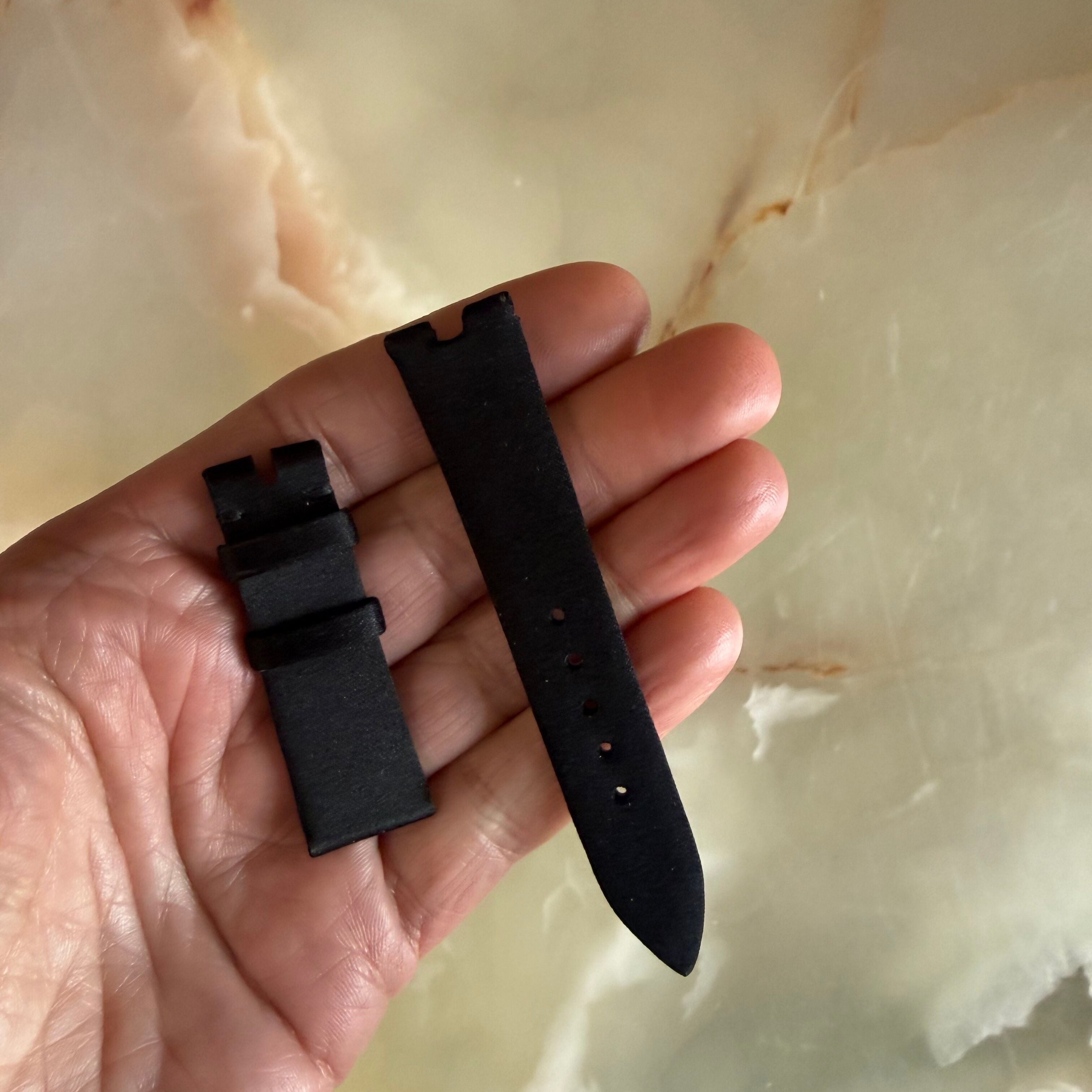 Authentic Breguet Reine De Naples Black Satin Leather Watch Band Strap 16mm