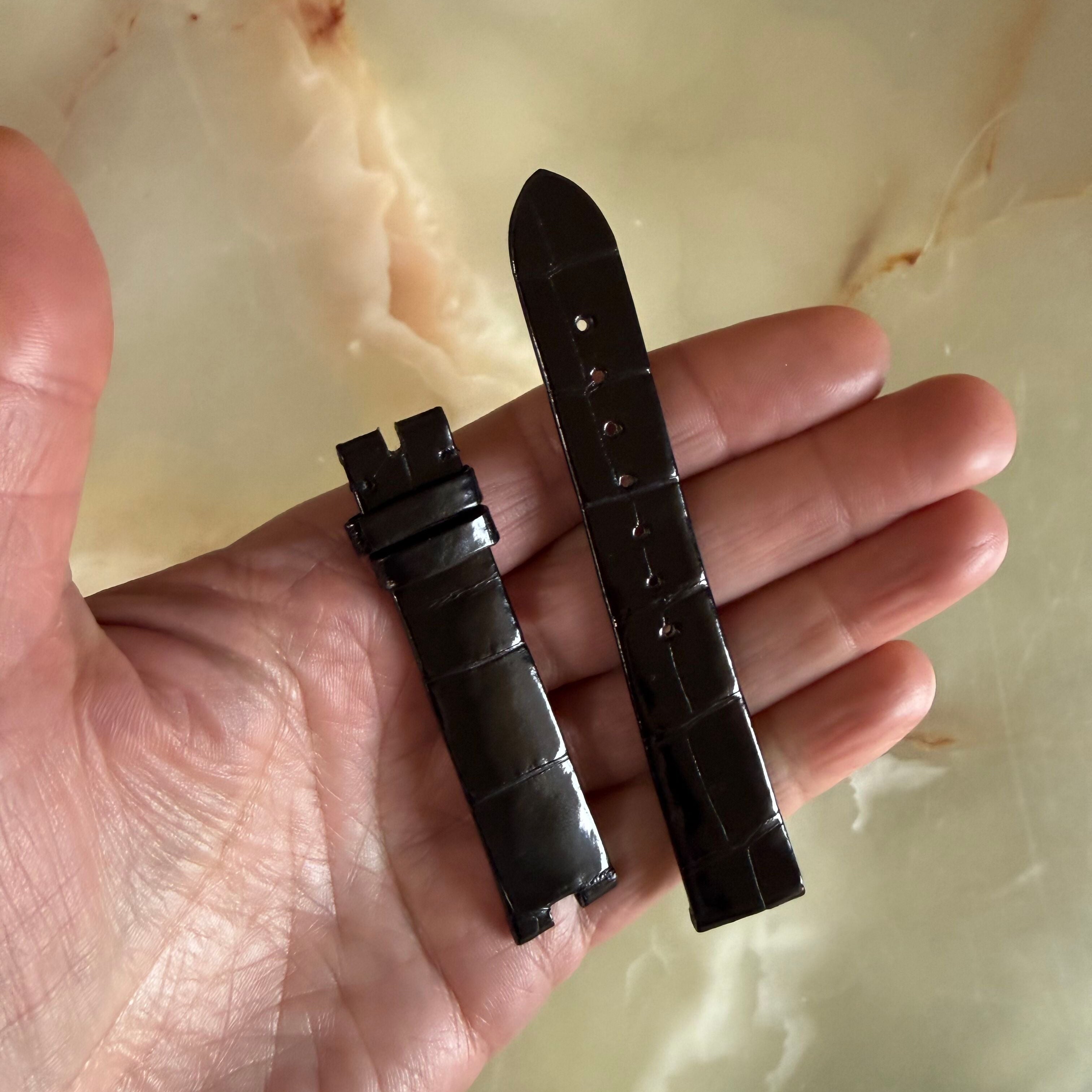 Authentic Breguet Reine De Naples Black Alligator Shiny Watch Band Strap 16mm