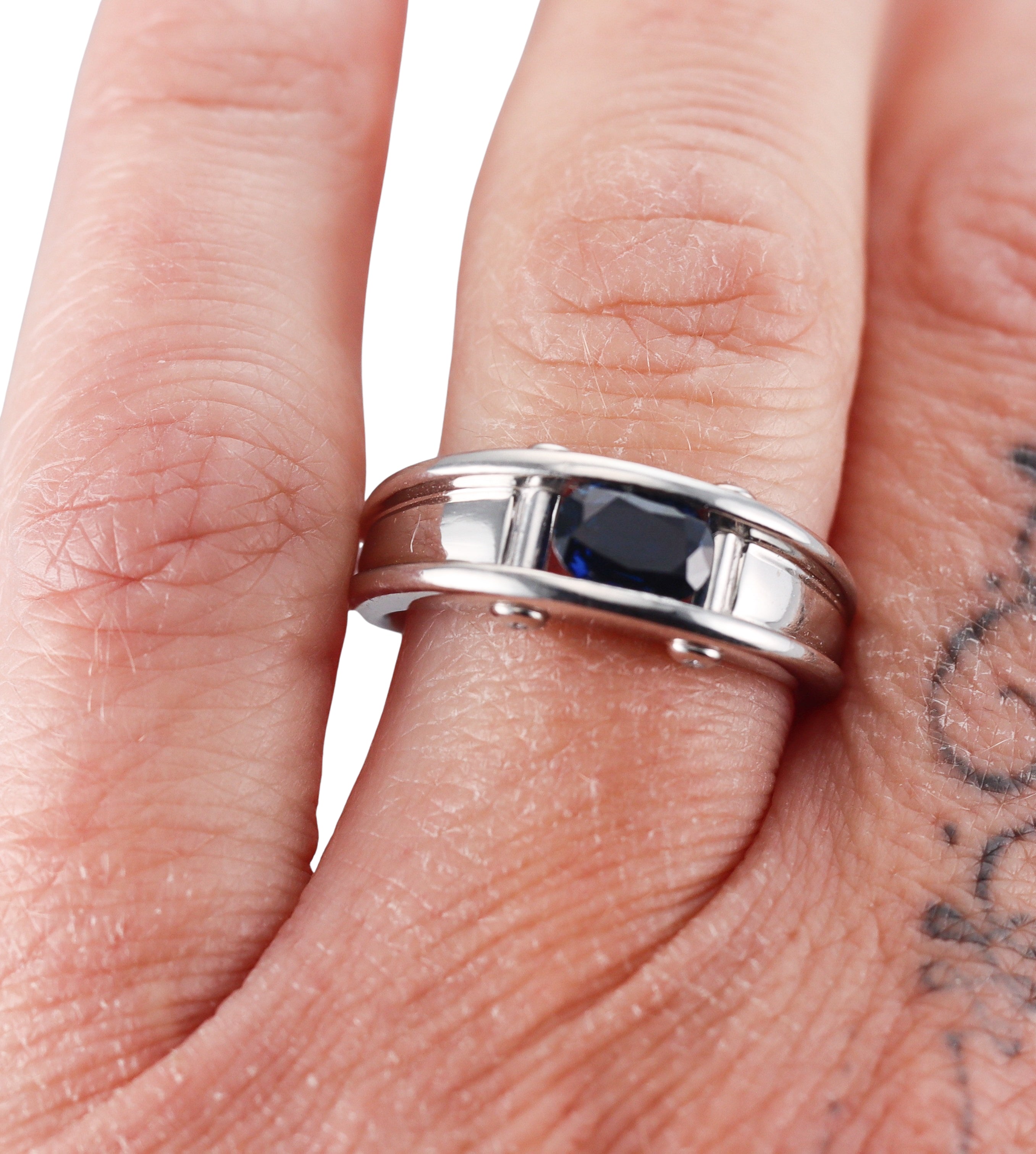 Platinum 0.99CT Sapphire Diamond Ring