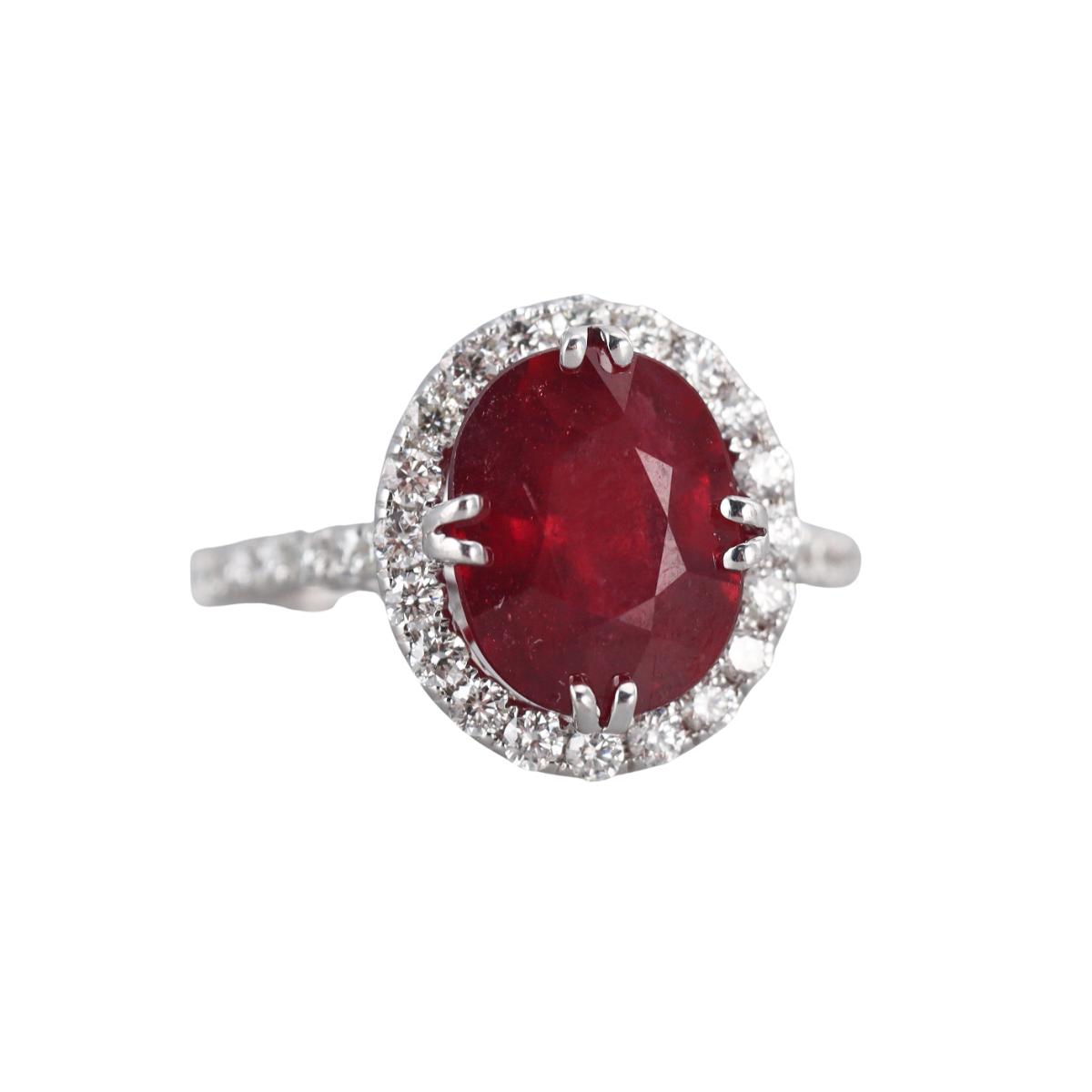18k Gold Ruby Diamond Ring