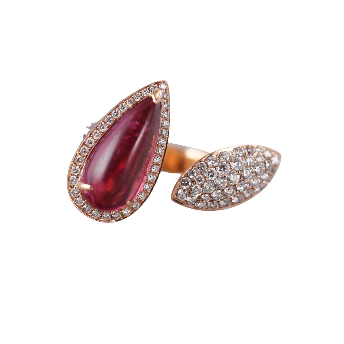 Toi et Moi 18K Gold Pink Tourmaline Diamond Ring