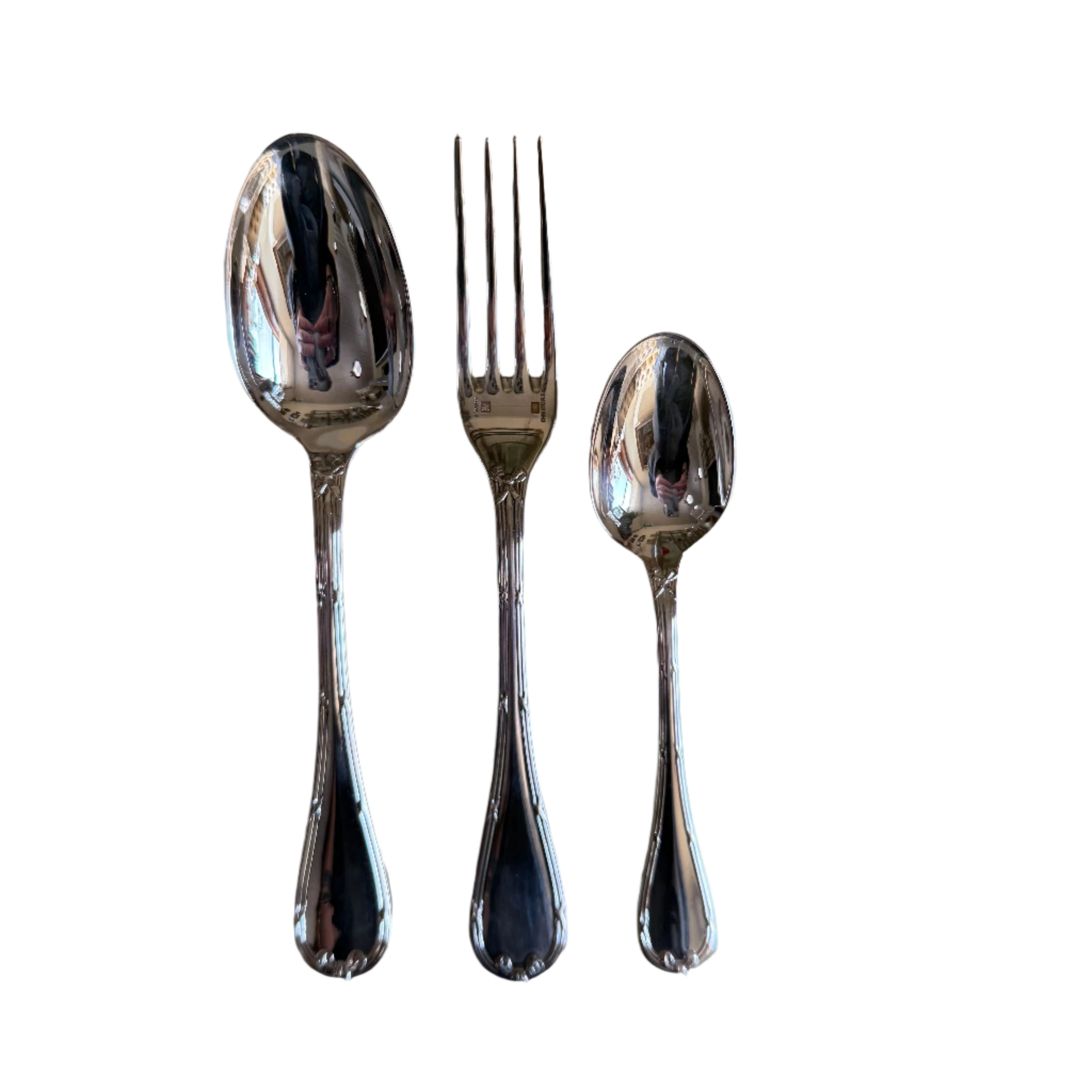 Christofle Rubans Silver Plated Three-Piece Children’s Youth Flatware Set