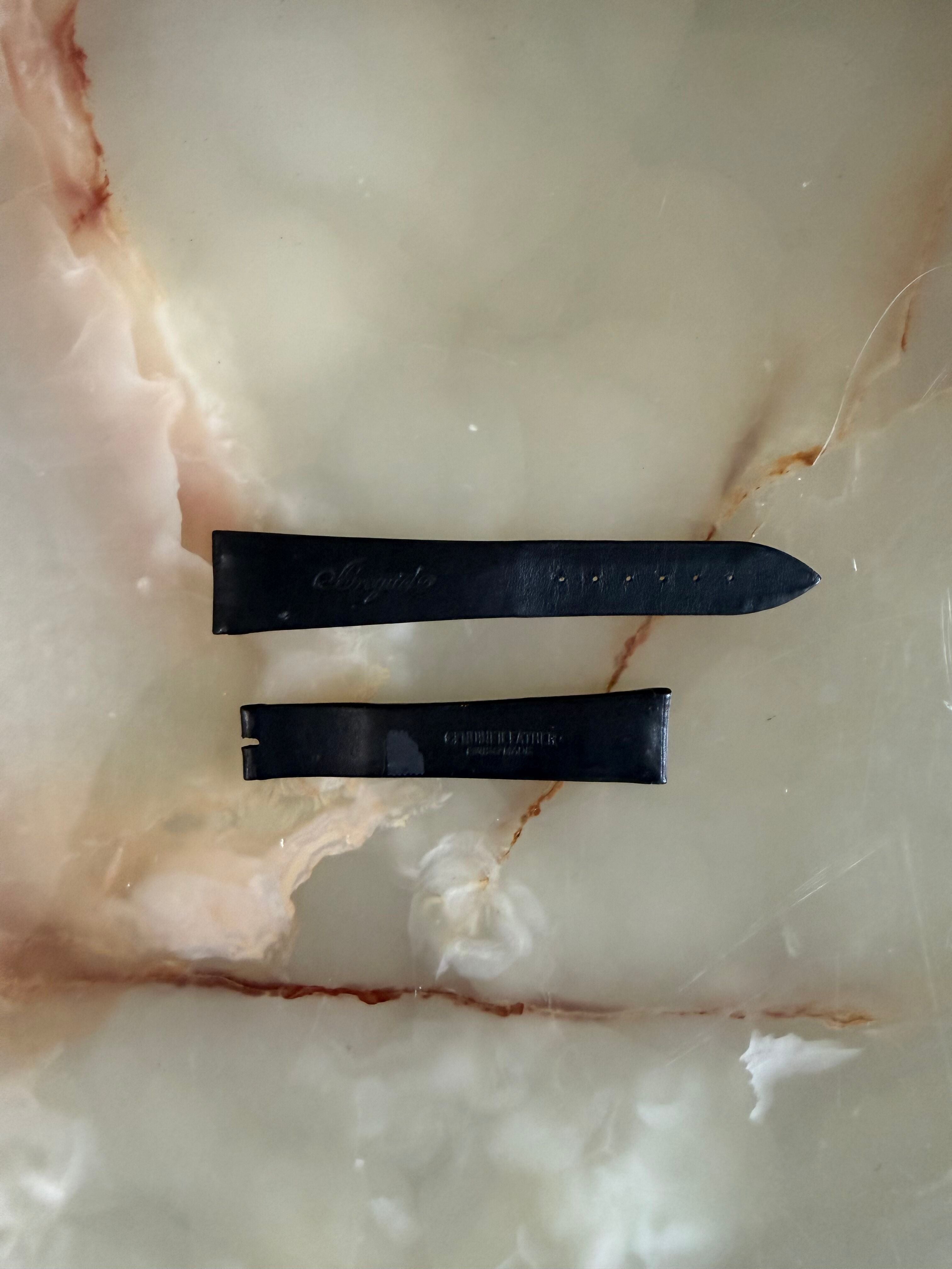 Authentic Breguet Black Leather Watch Band Strap 21mm