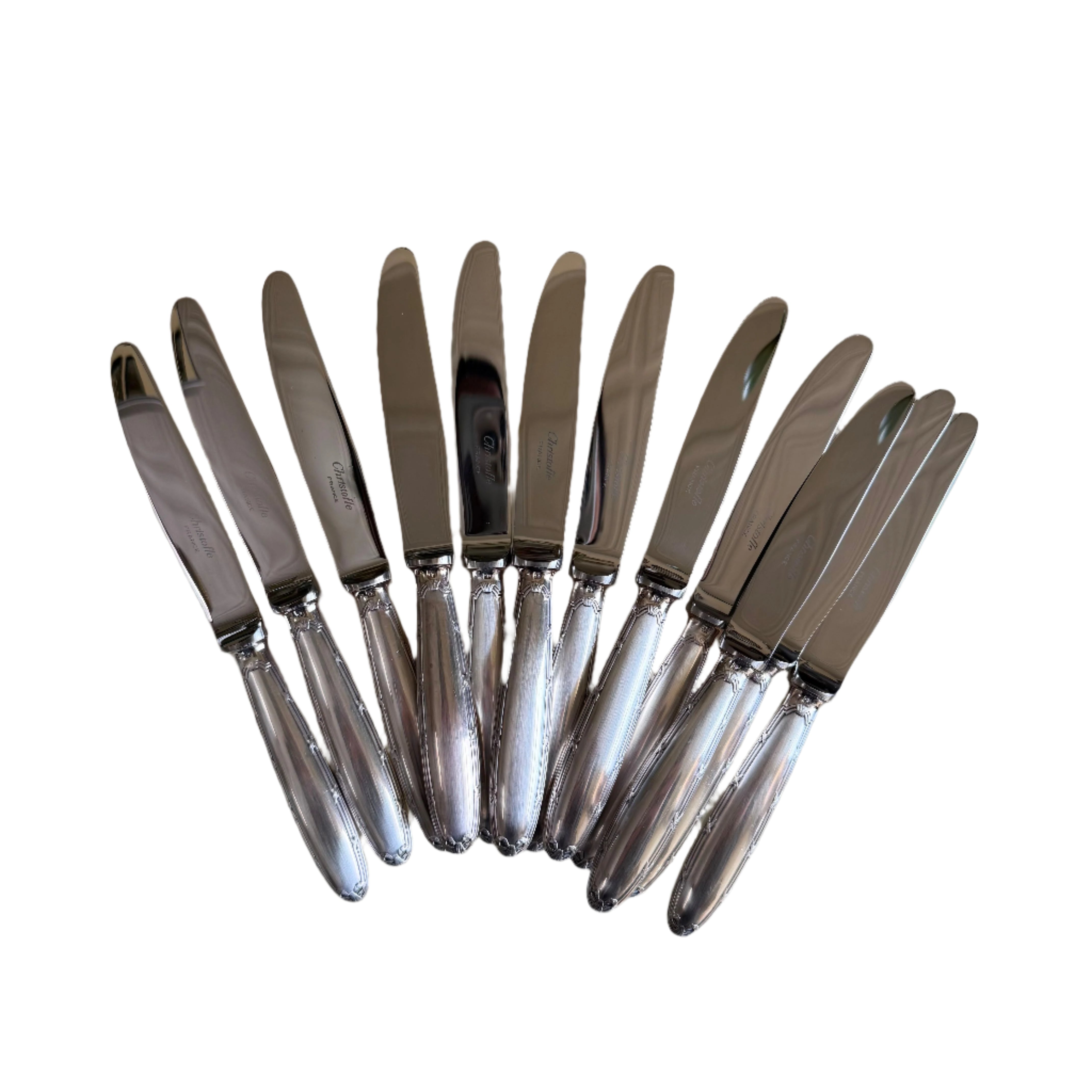 Christofle Rubans Silver Plated Fruit Knife Set of 12