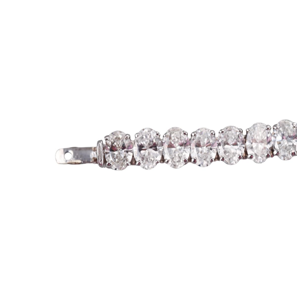 Solid 14k Gold Lab Grown 15.50ctw Oval Diamond Tennis Bracelet