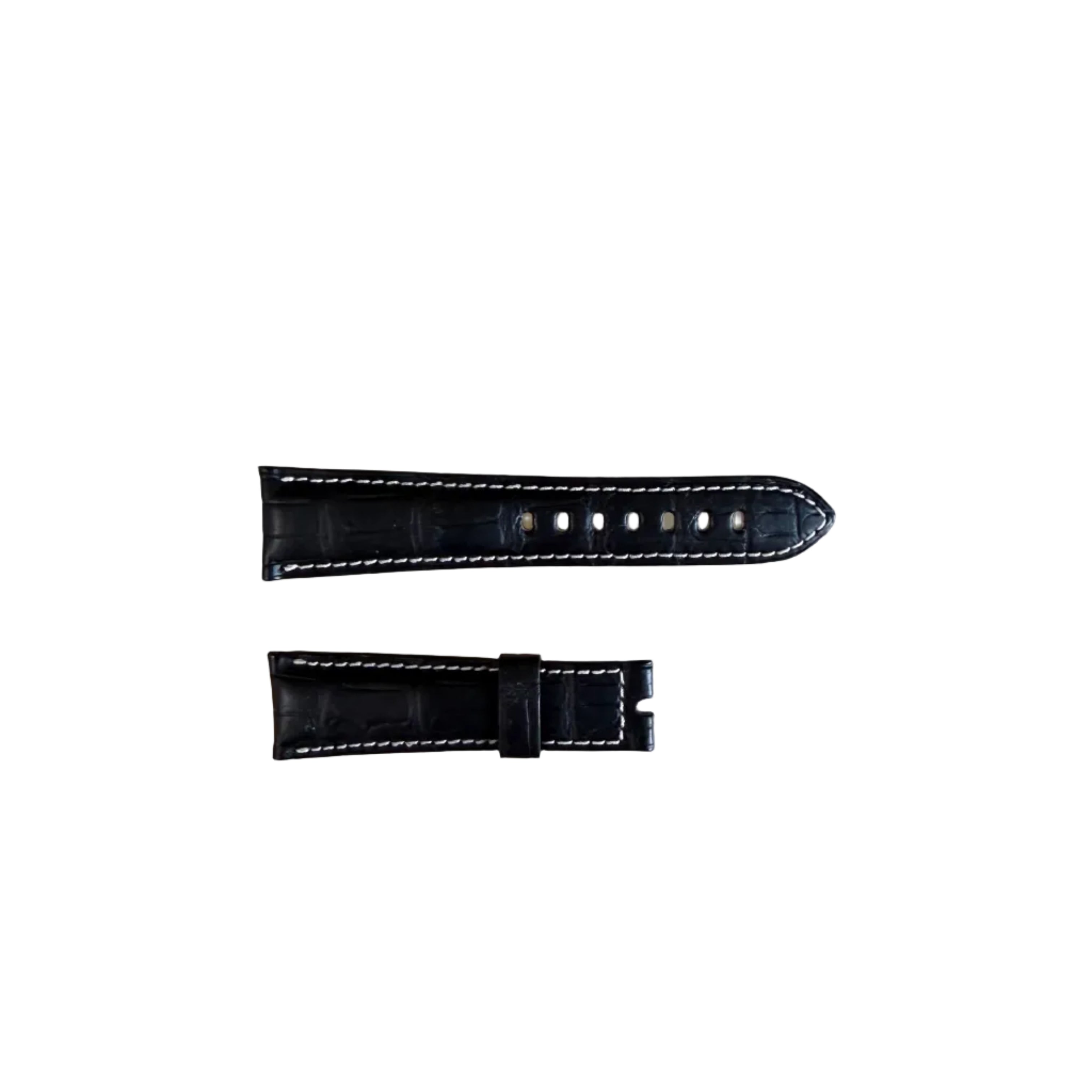 Authentic Breguet Black Crocodile White Stitching Padded Watch Band Strap 22mm