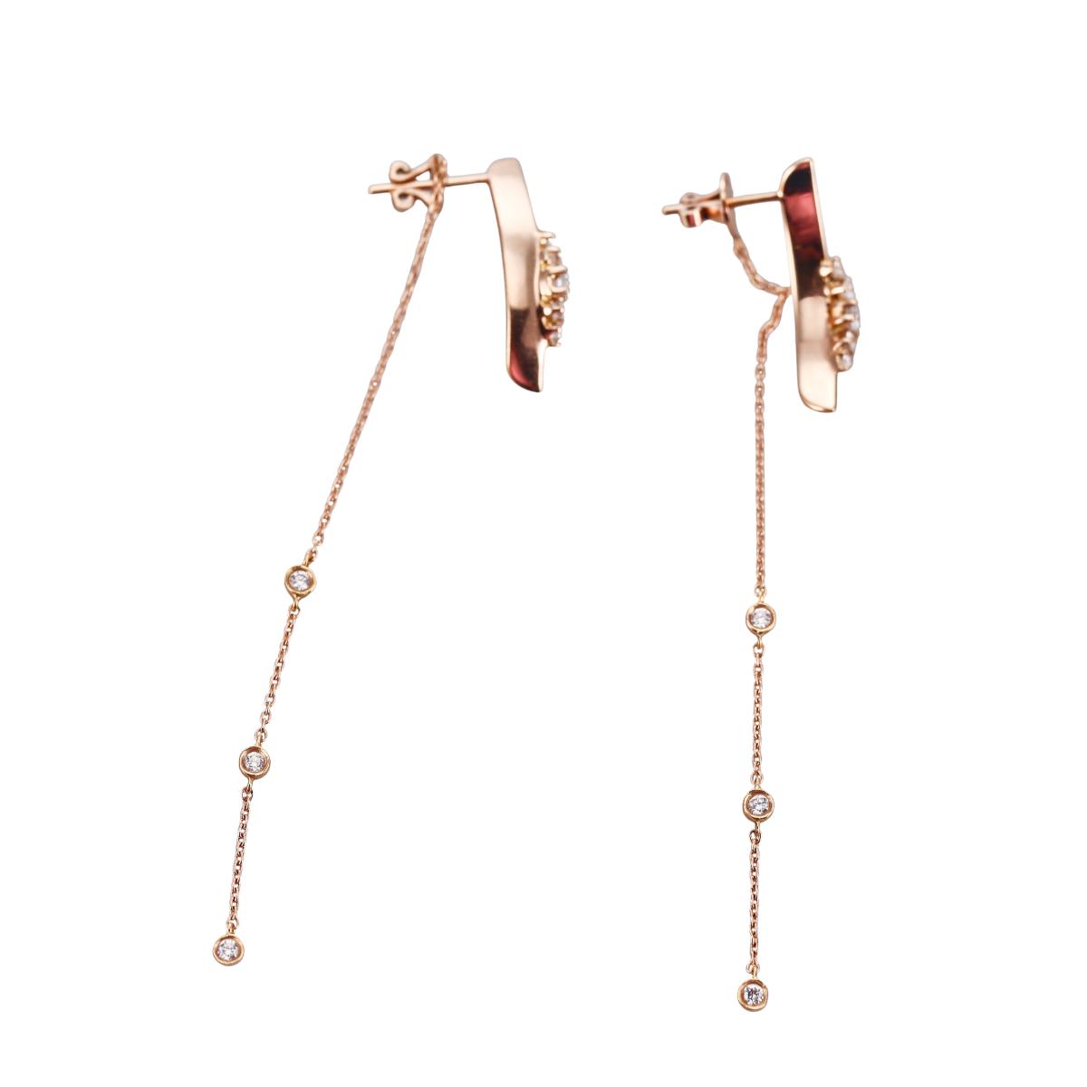 18k Gold Diamond Stud Drop Earrings