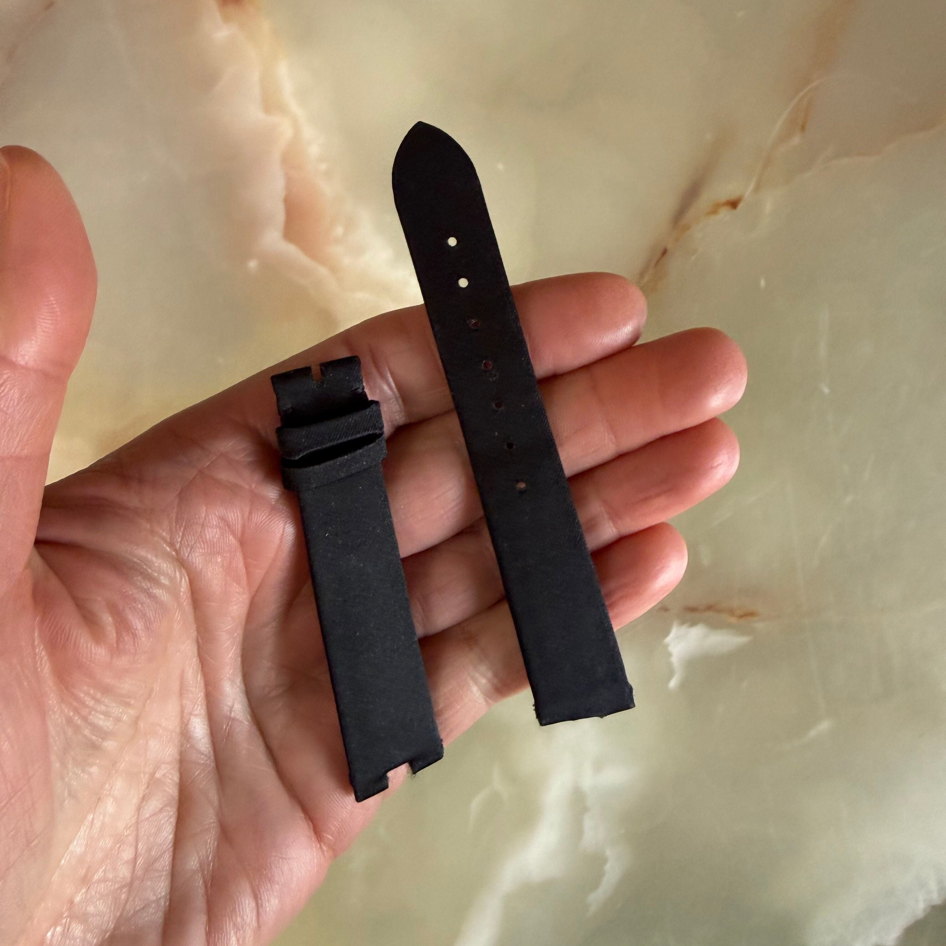 Authentic Breguet Reine De Naples Black Satin Leather Watch Band Strap 16mm