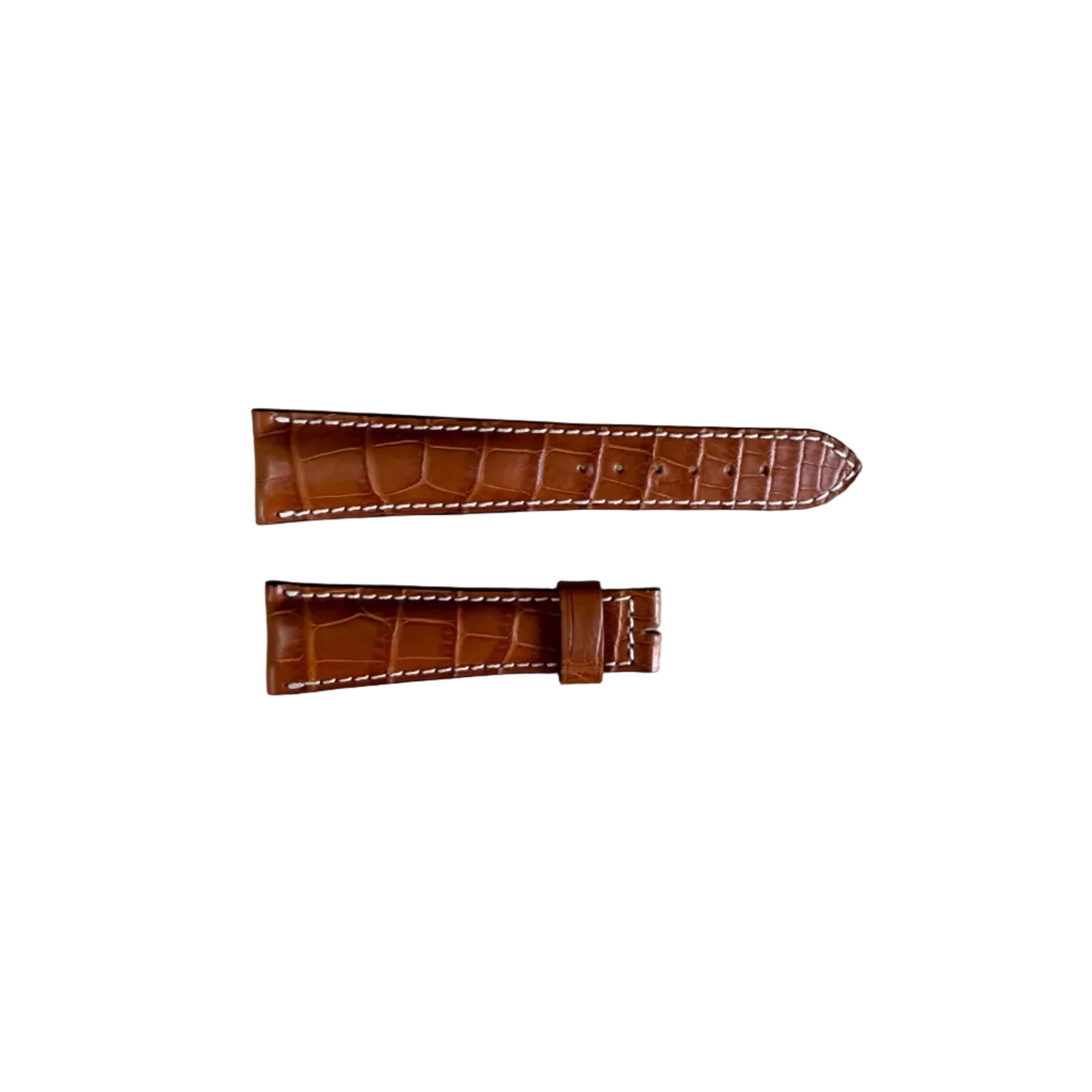 Authentic Breguet Brown Crocodile White Stitching Padded Watch Band Strap 21mm