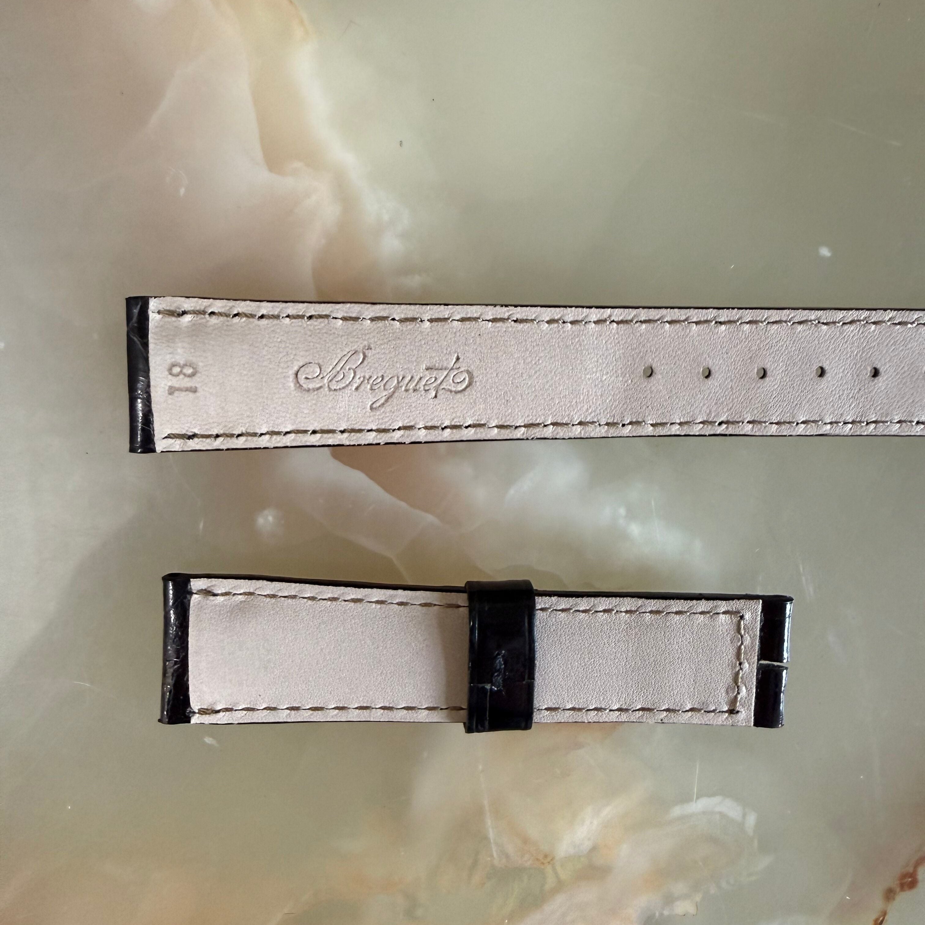 Authentic Breguet Black Alligator Shiny Watch Band Strap 18mm