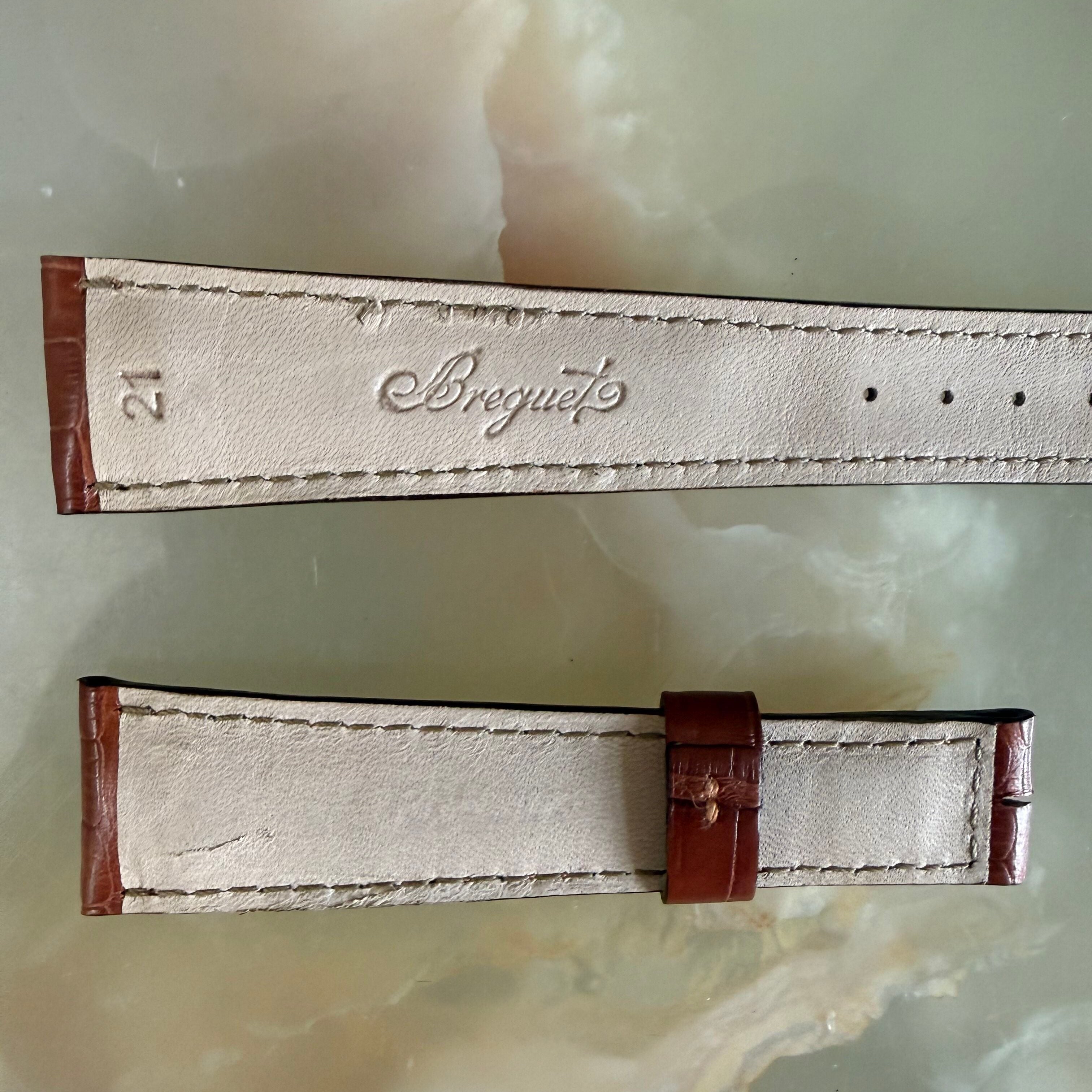 Authentic Breguet Brown Crocodile Padded Watch Band Strap 21mm