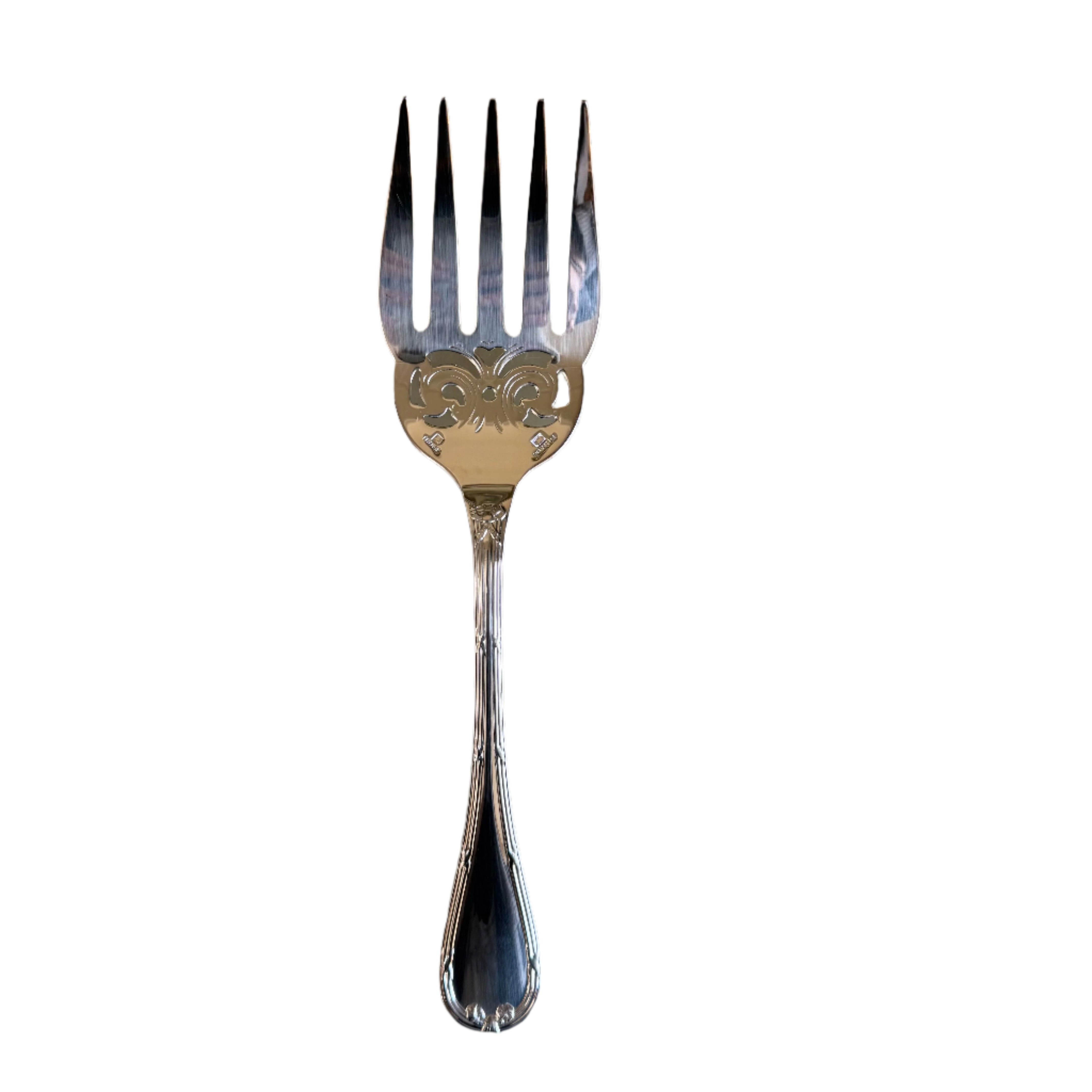 Christofle Rubans Silver Plated Old Style Fish Serving Fork