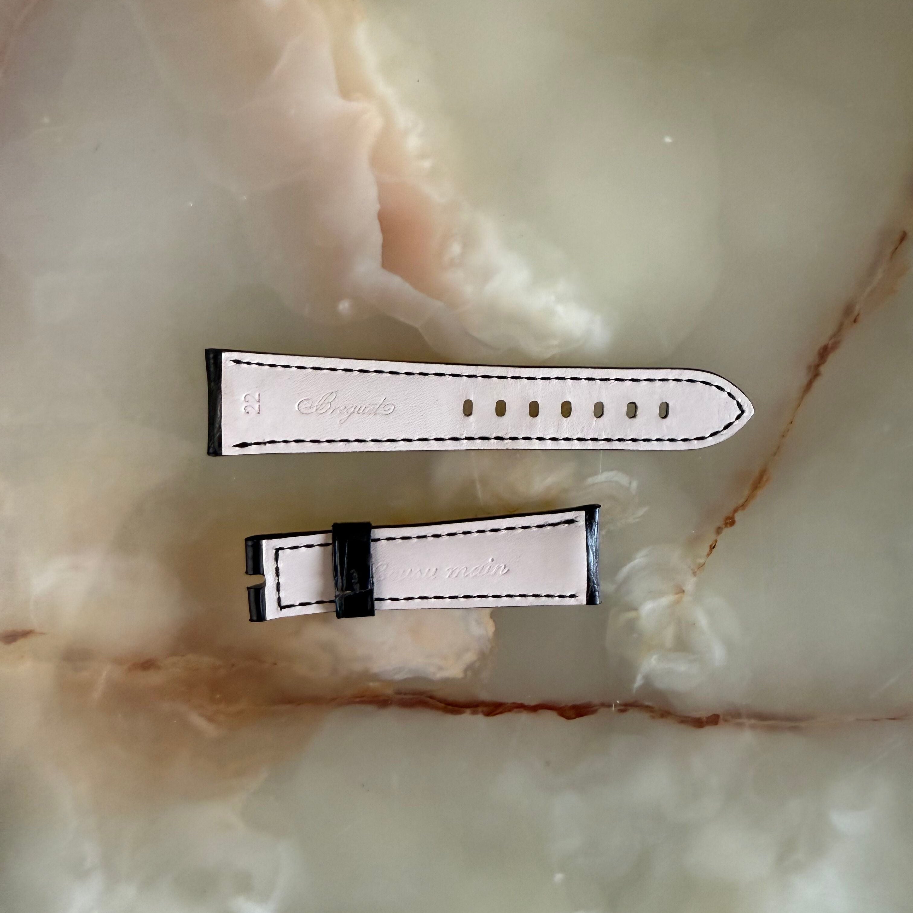Authentic Breguet Black Alligator Padded Watch Band Strap 22mm