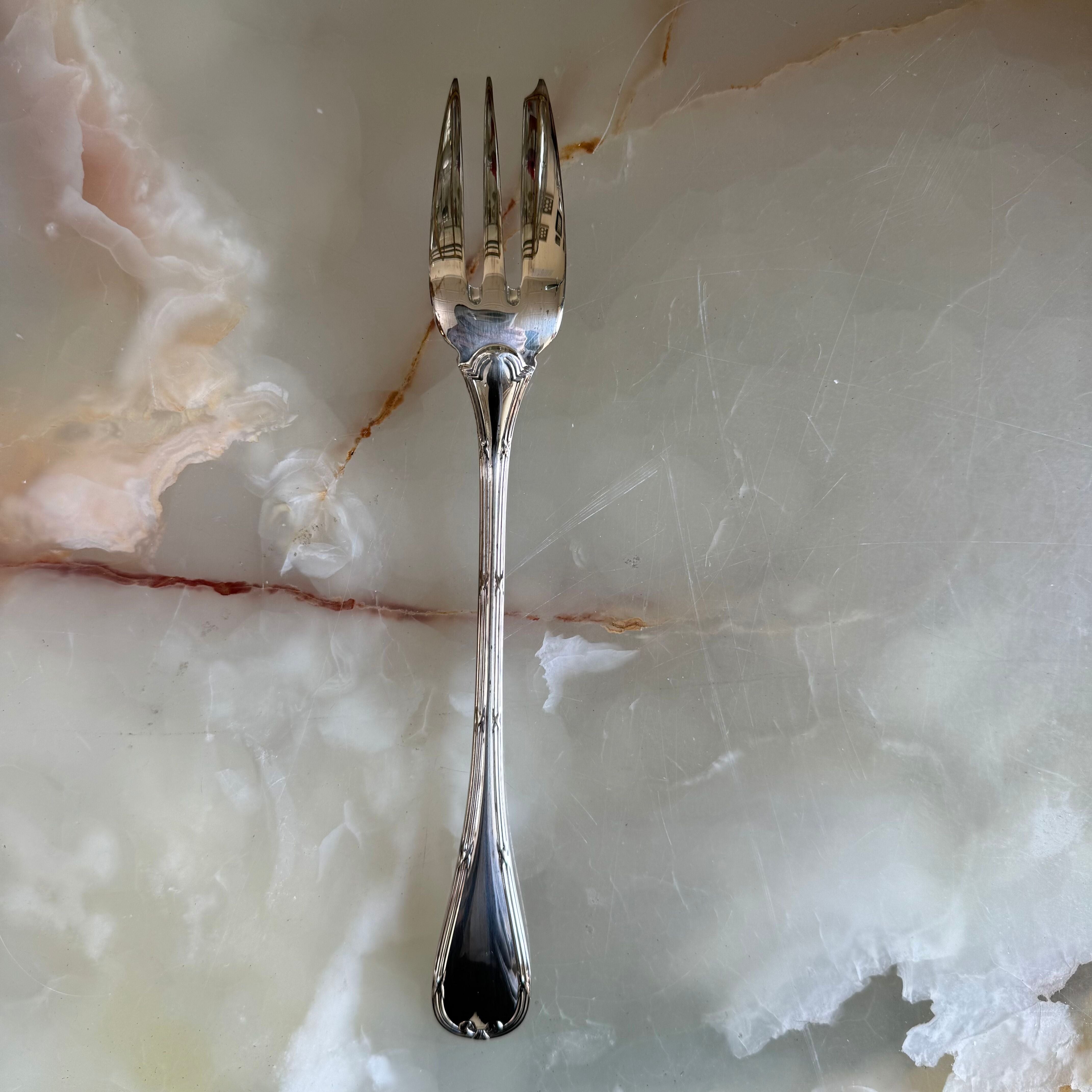 Christofle Rubans Silver Plated Salad Serving Fork