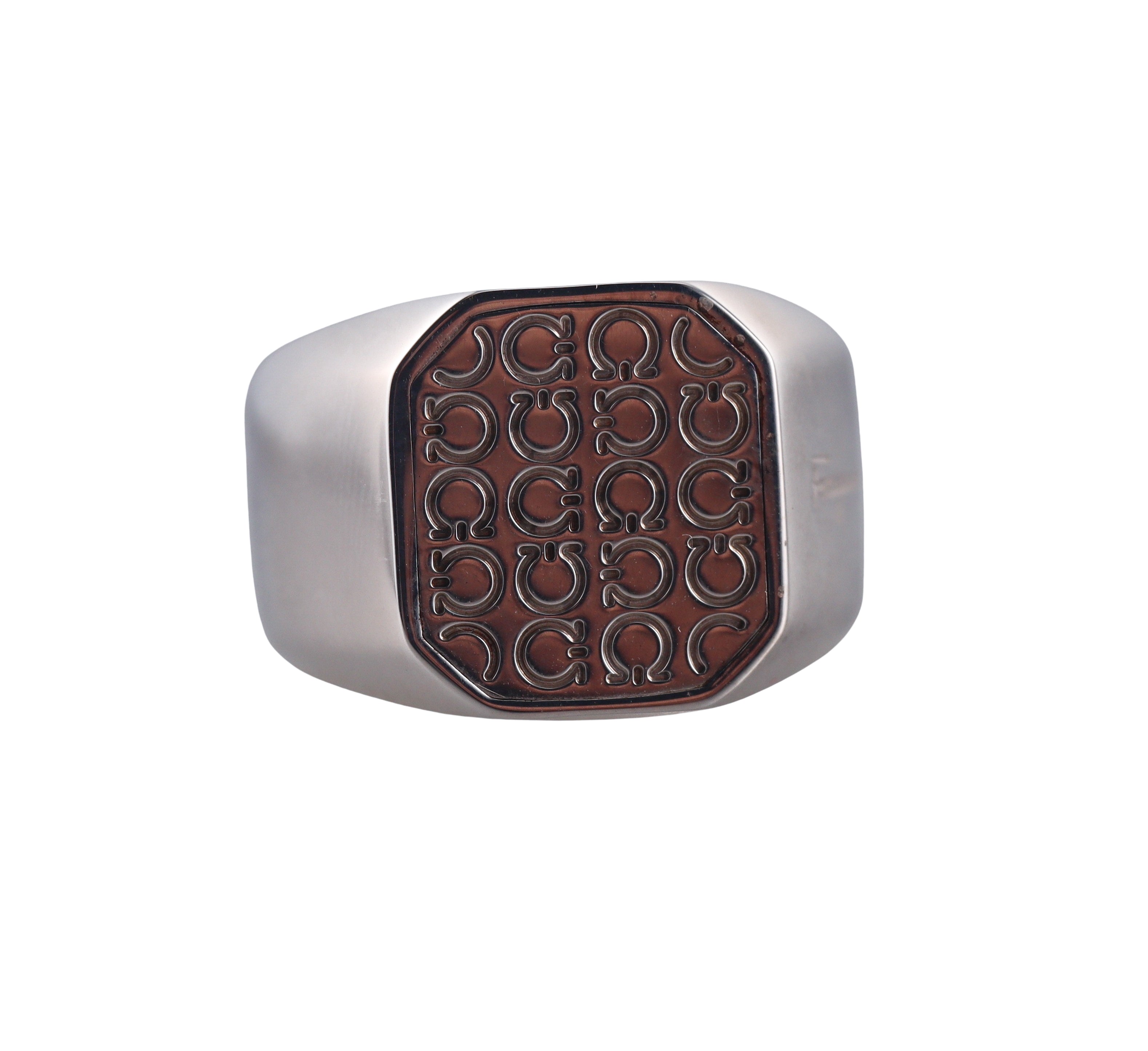 Salvatore Ferragamo Gancini Sterling Silver Signet Ring 705140