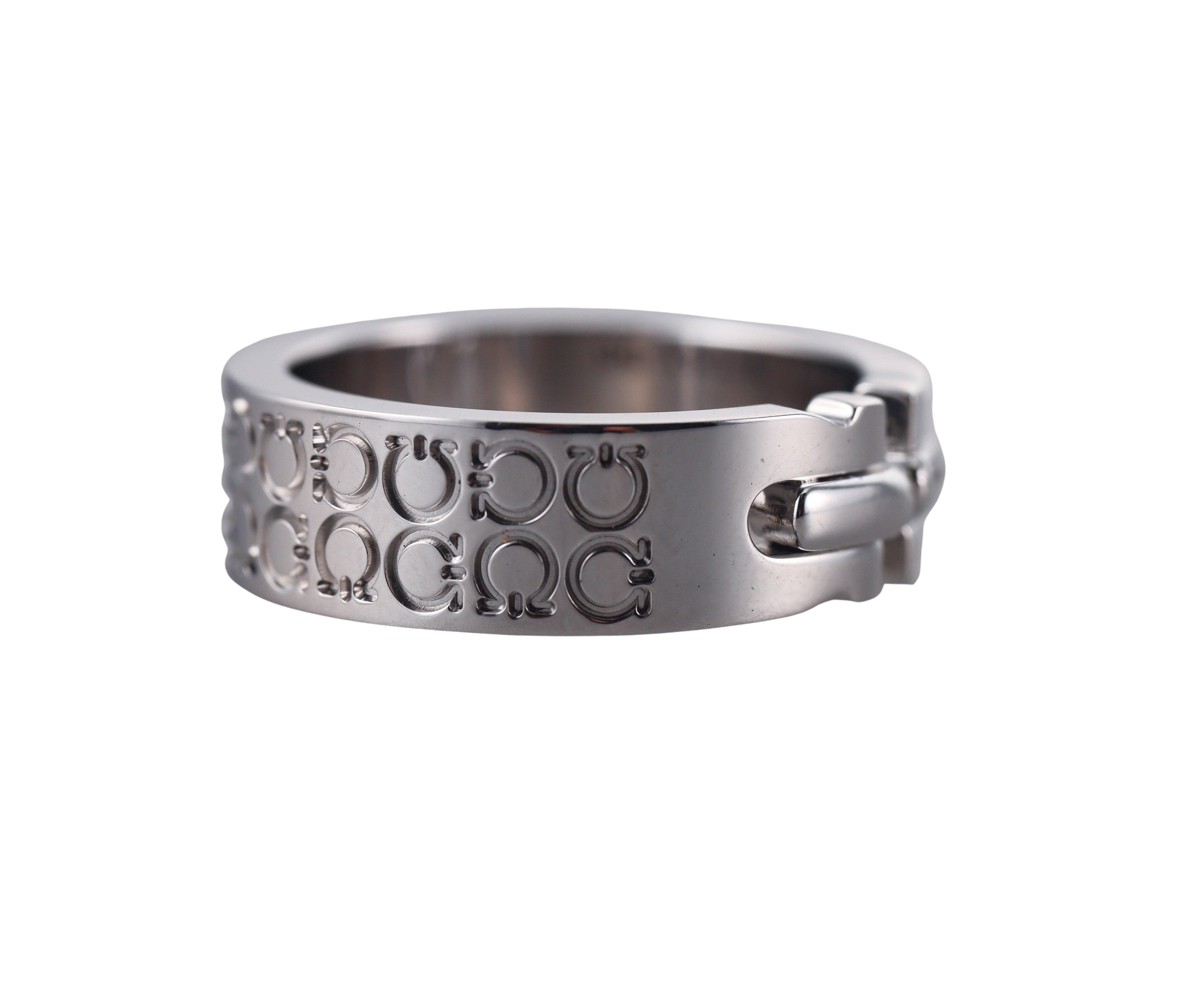 Salvatore Ferragamo Gancini Sterling Silver Band Ring 703380