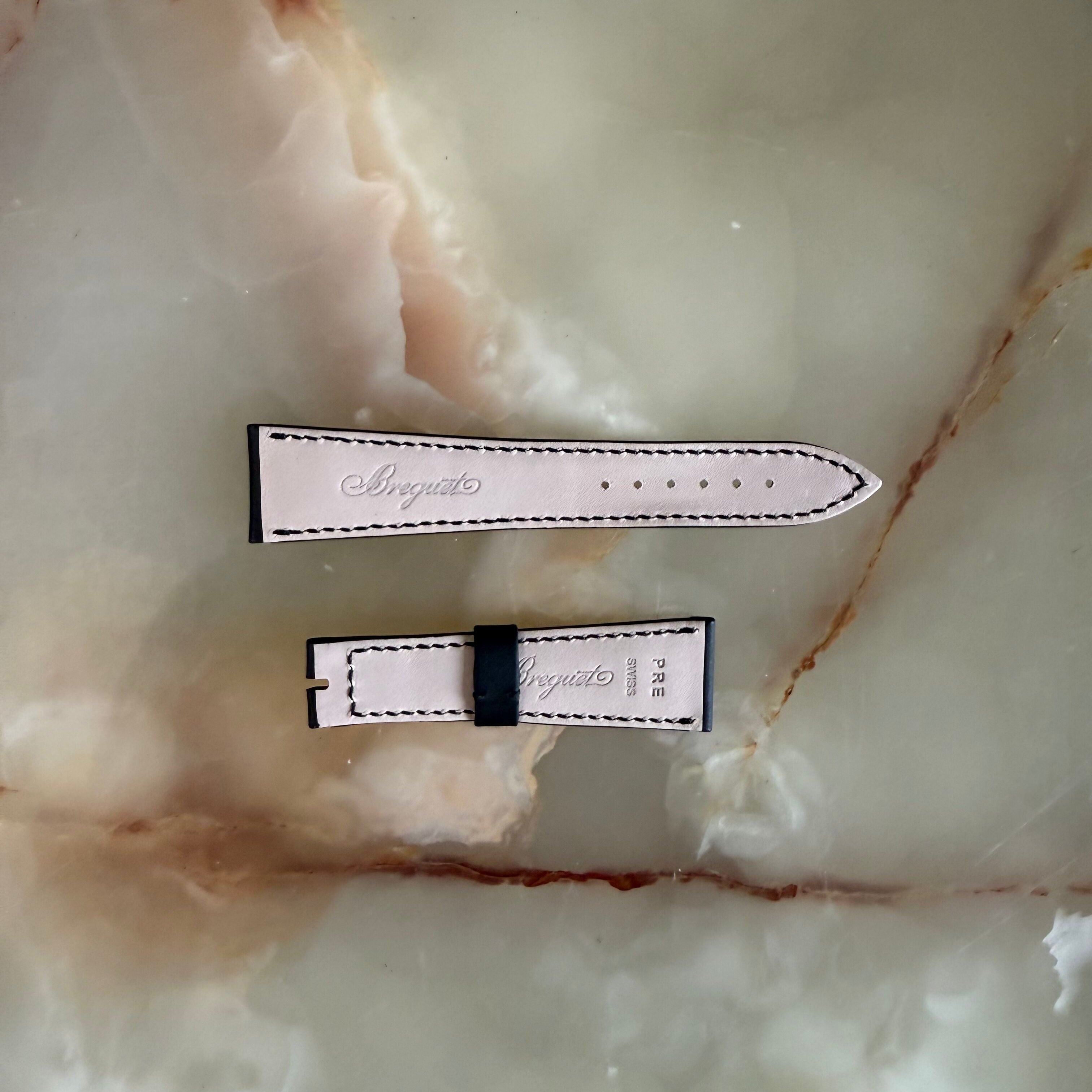 Authentic Breguet Black Leather Matte Watch Band Strap 21.5mm