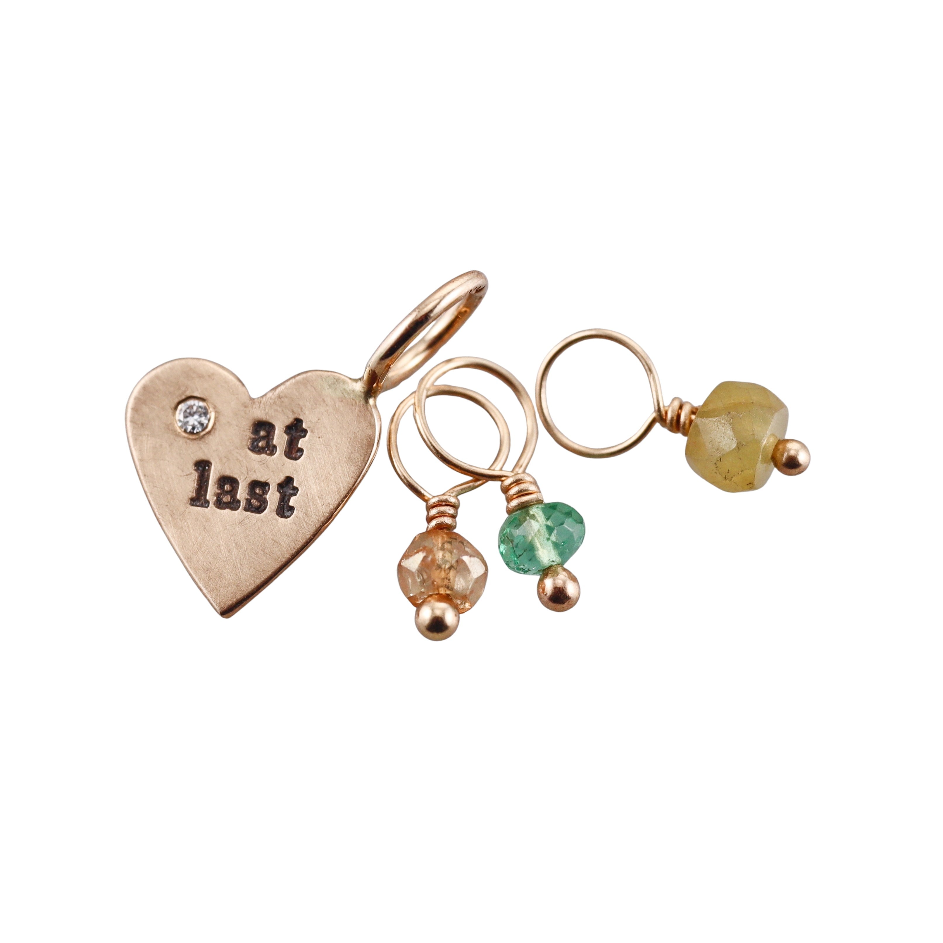 Heather Moore 14k Diamond At Last Heart Charm & Eye Catching Gemstones