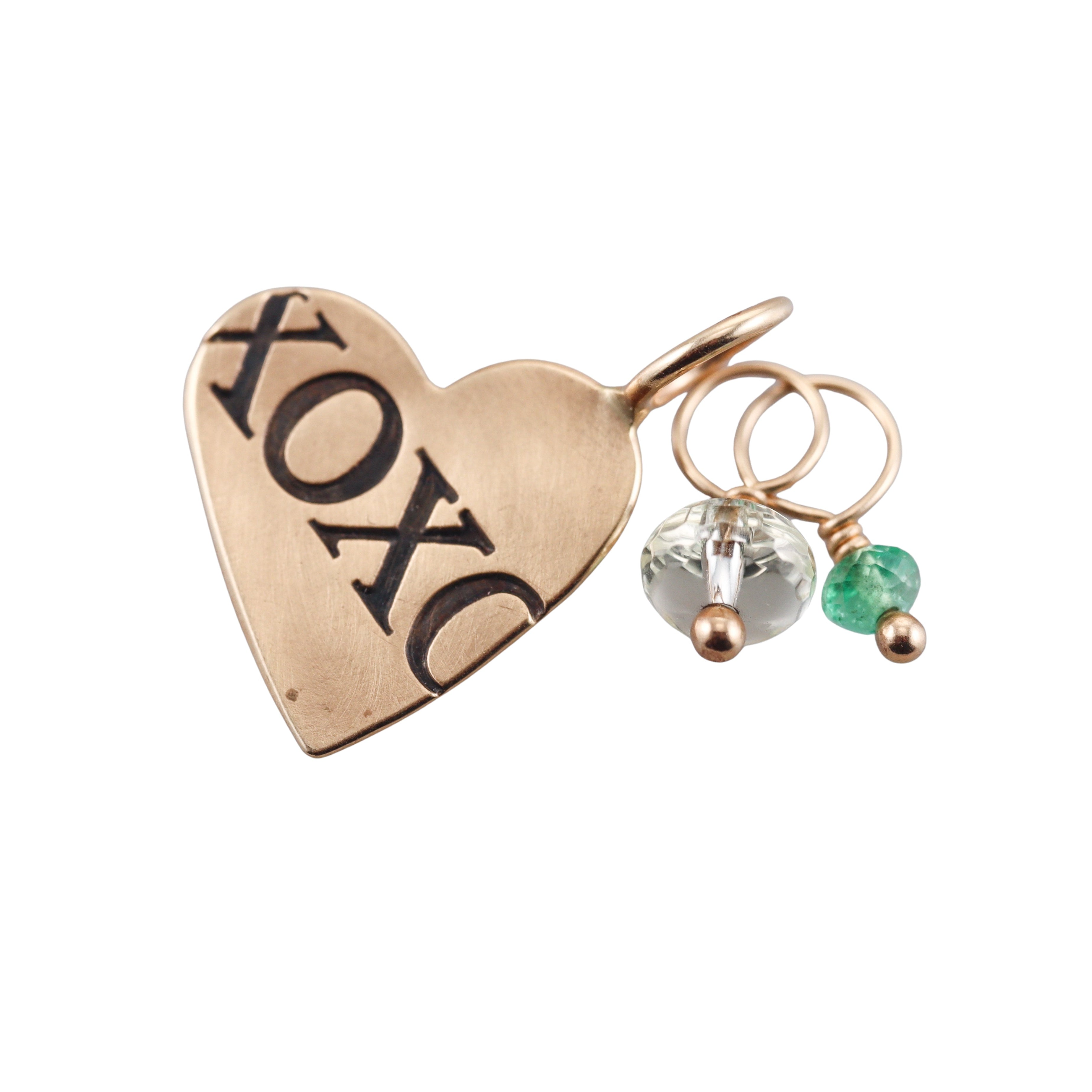 Heather Moore 14k XOXO Heart Charm & Eye Catching Gemstone Charms