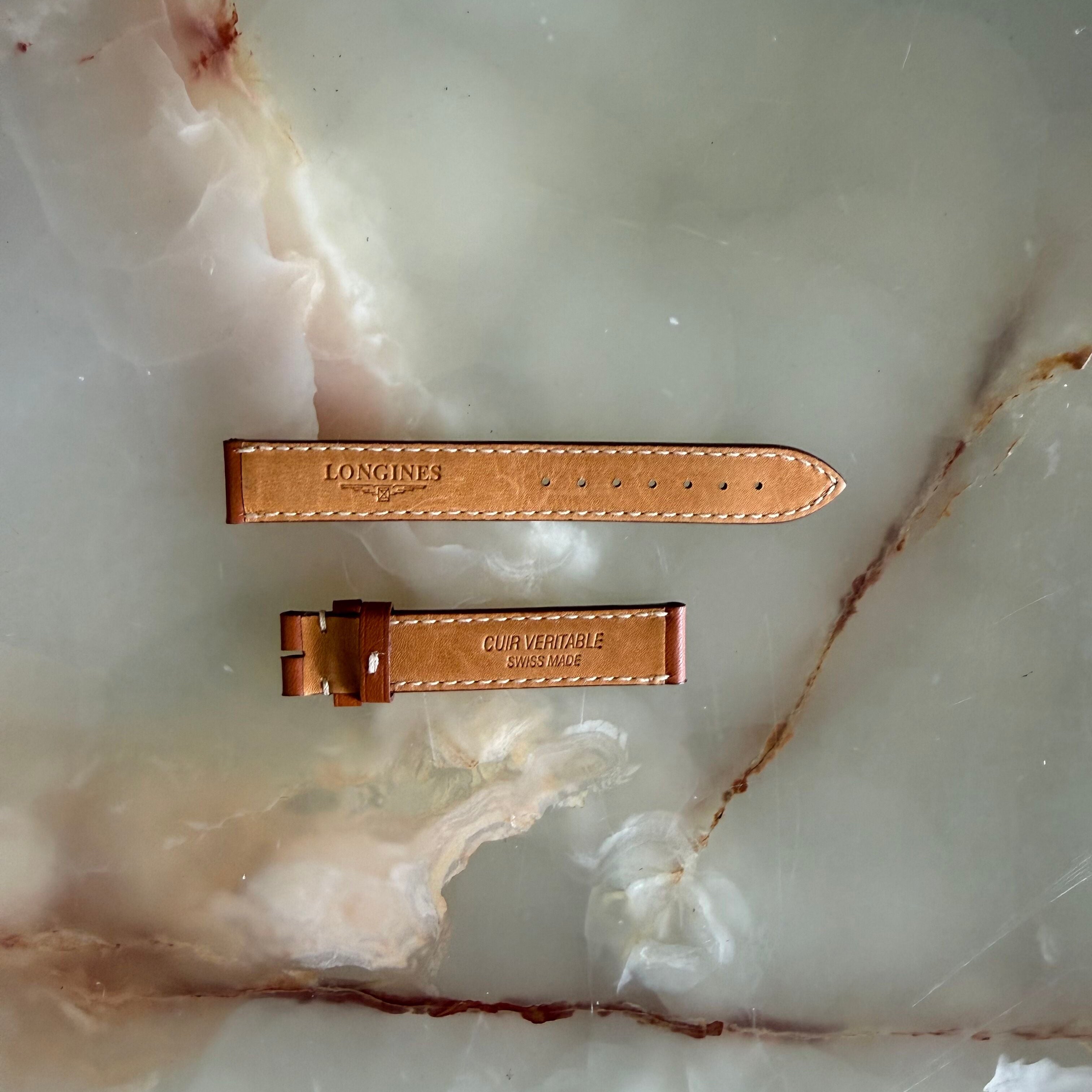 Authentic Longines Brown Leather Watch Band Strap 14mm