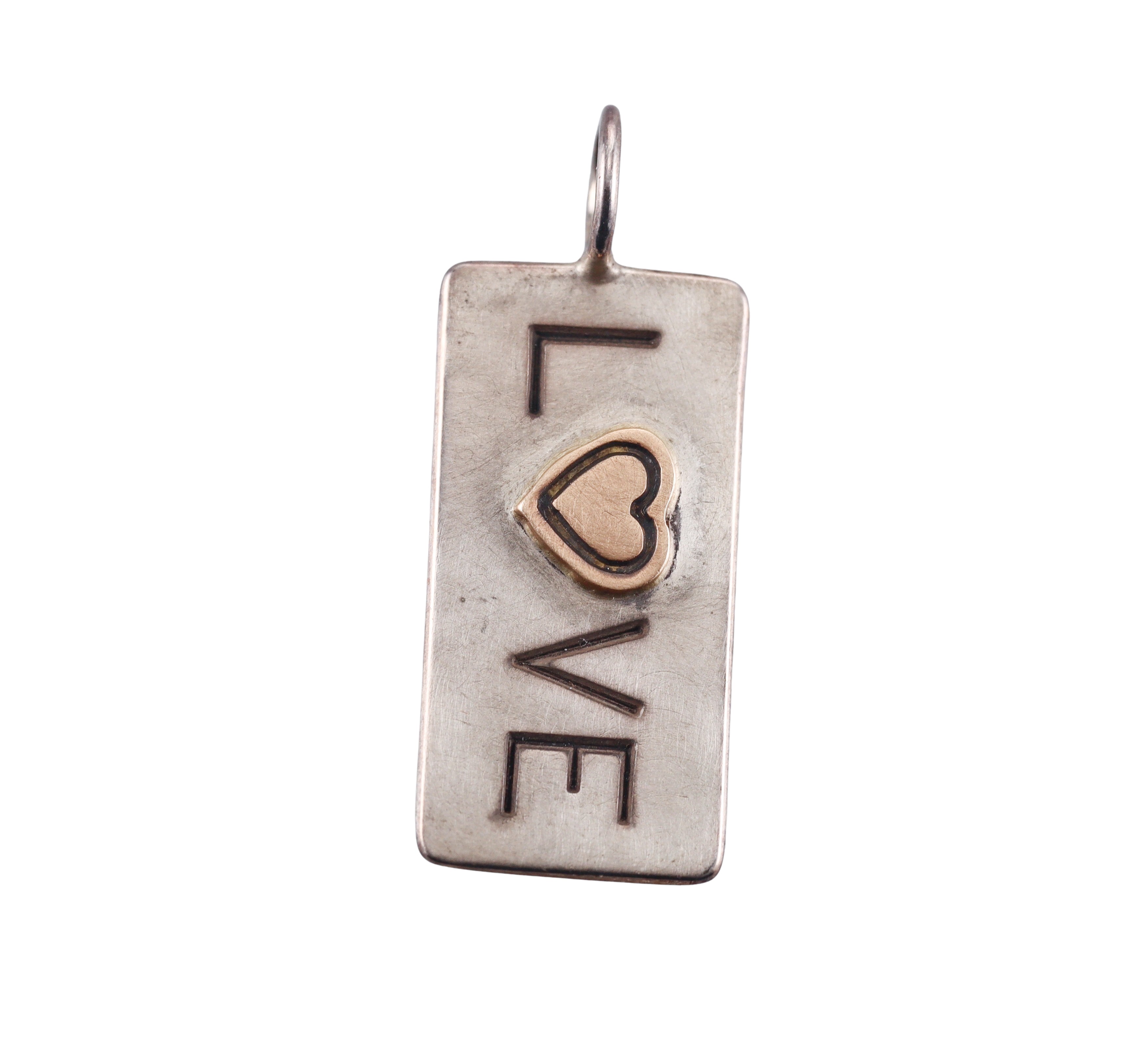 Heather Moore Sterling Love Simple ID Tag & Eye Catching Gemstones Charm Pendant