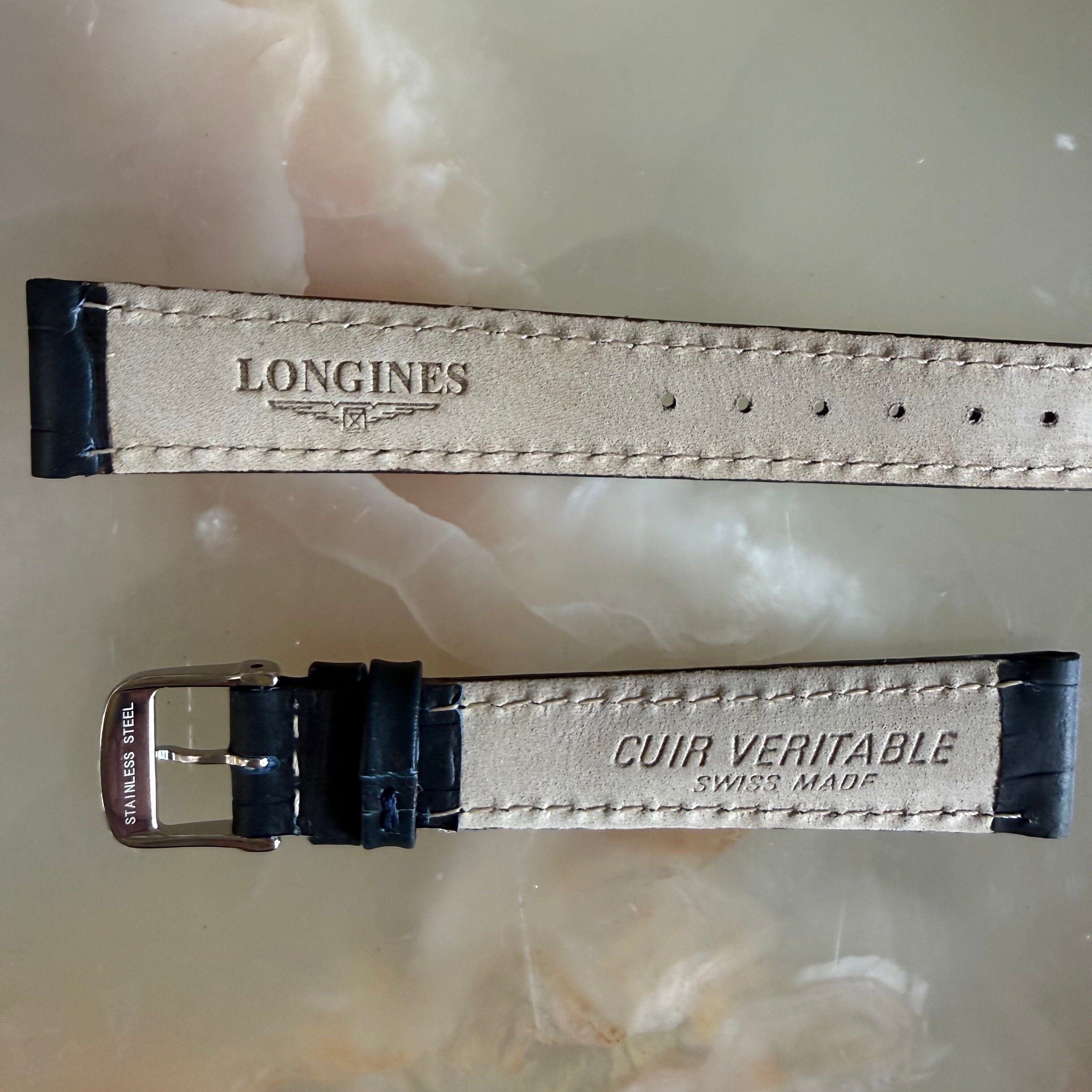 Authentic Longines Navy Blue Alligator Watch Band Strap 15mm Buckle
