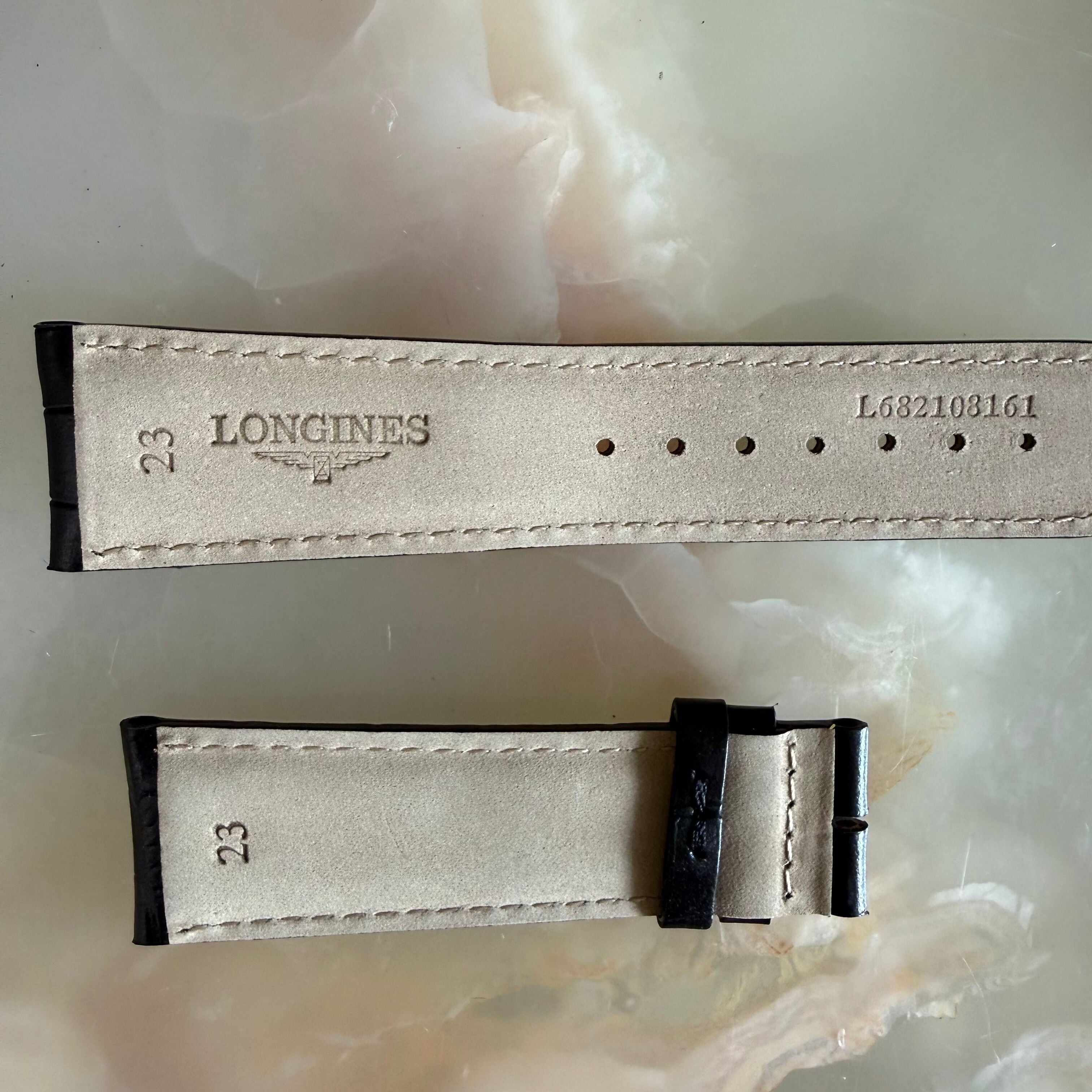Authentic Longines Black Alligator Padded Watch Band Strap 23mm L682108161