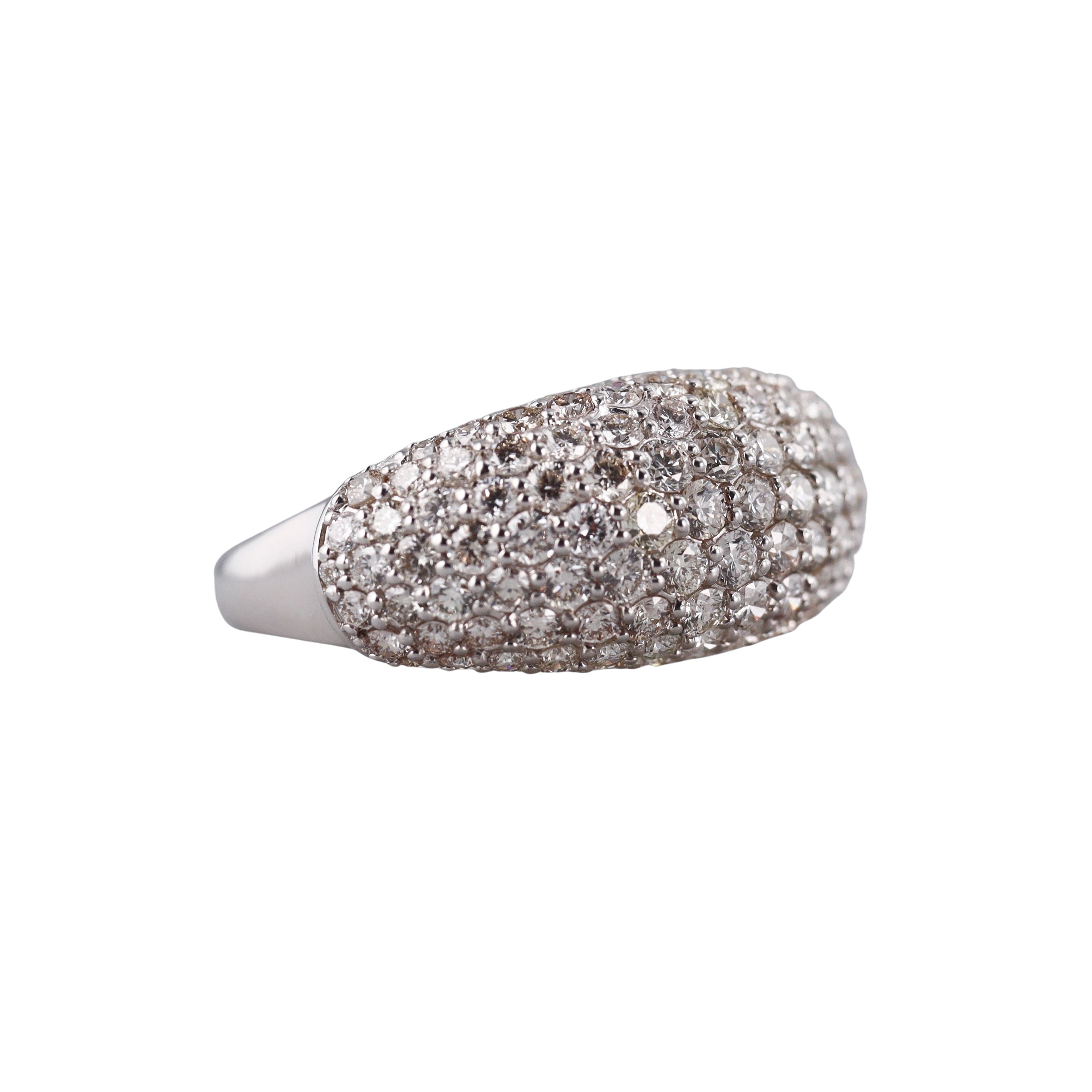 Modern 18k Gold 3.00ctw Diamond Dome Ring