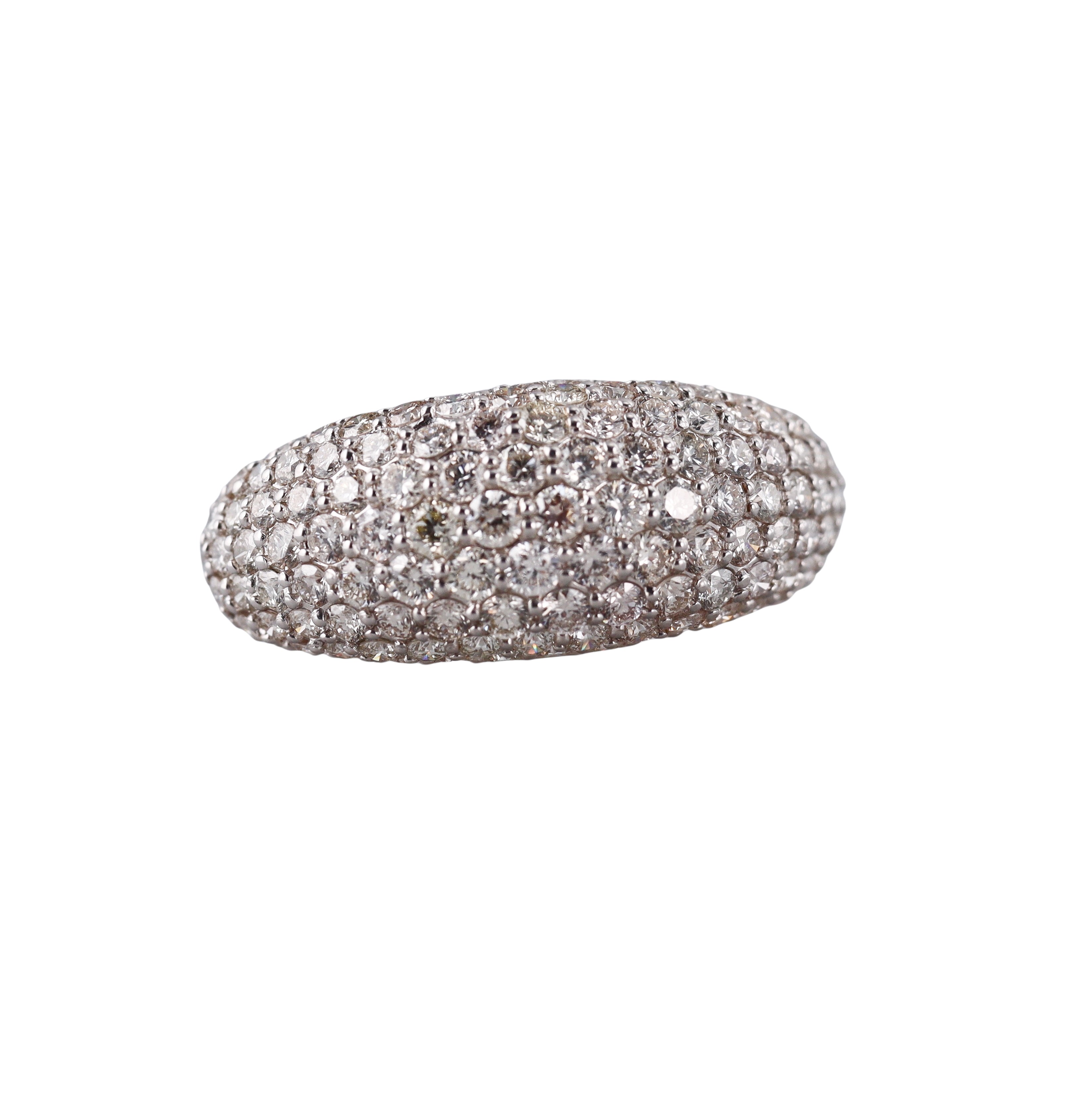Modern 18k Gold 3.00ctw Diamond Dome Ring