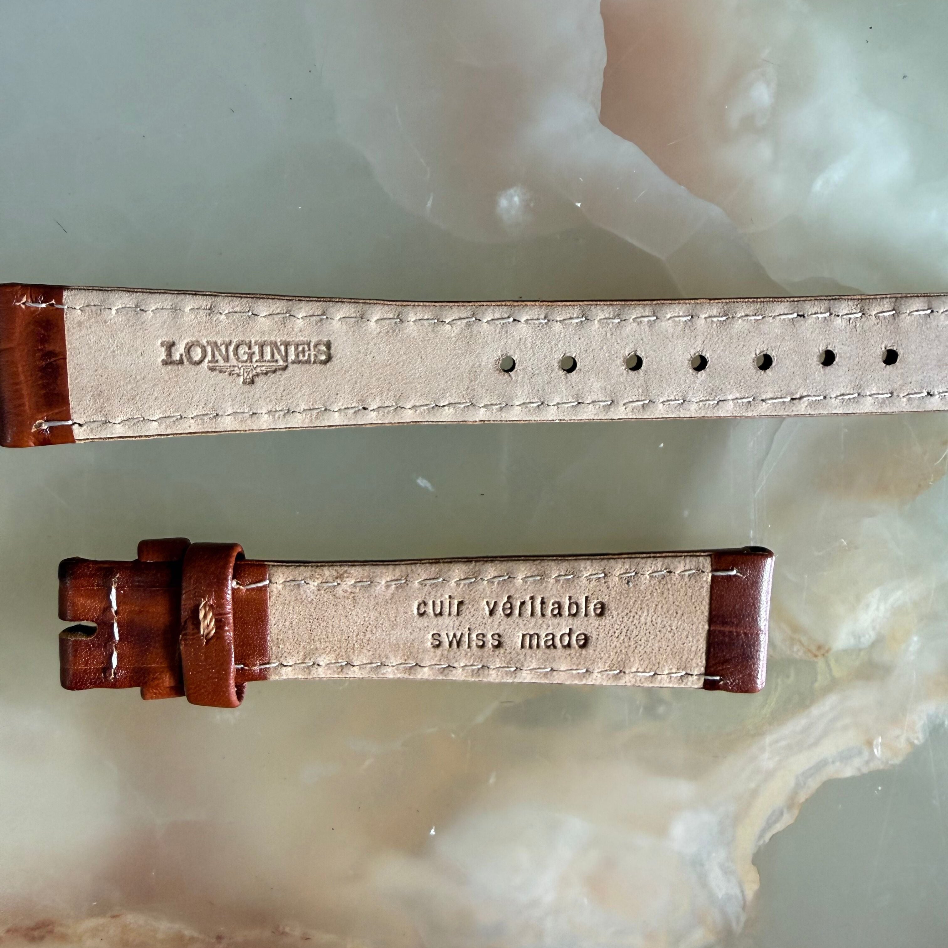Authentic Longines Brown Leather Watch Band Strap 15mm