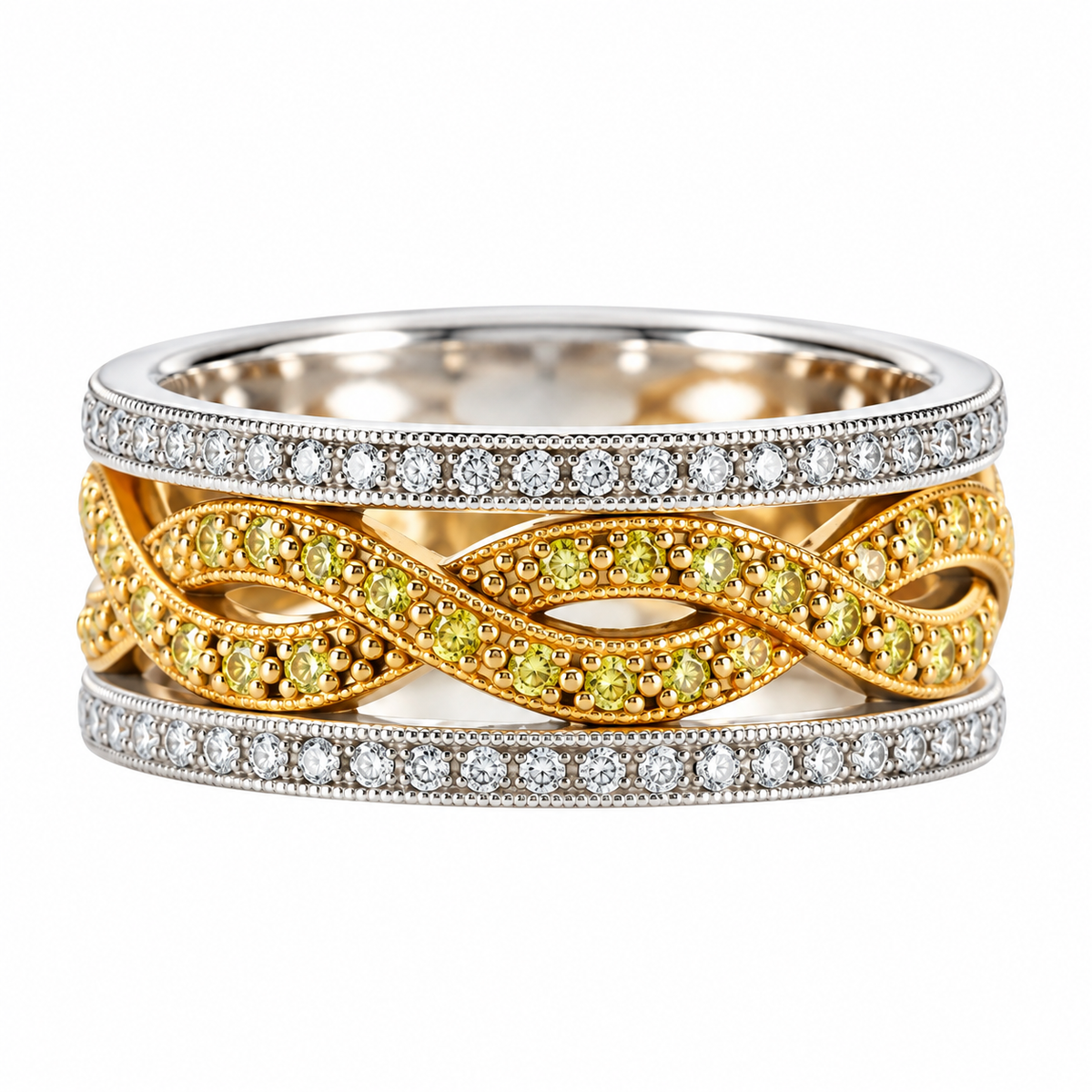 Platinum 18k Yellow Gold Diamond Eternity Band Ring