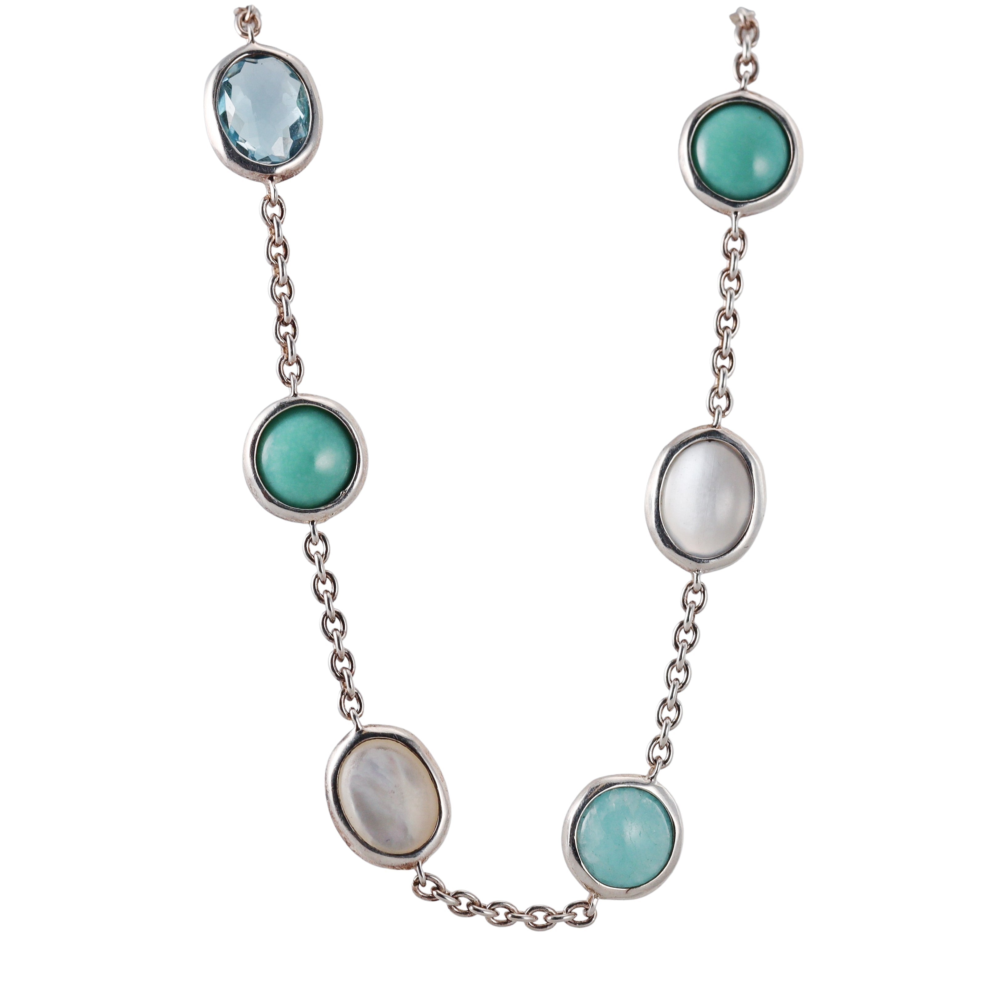 Ippolita Lollipop Lollitini Sterling Silver Turquoise MOP Long Station Necklace