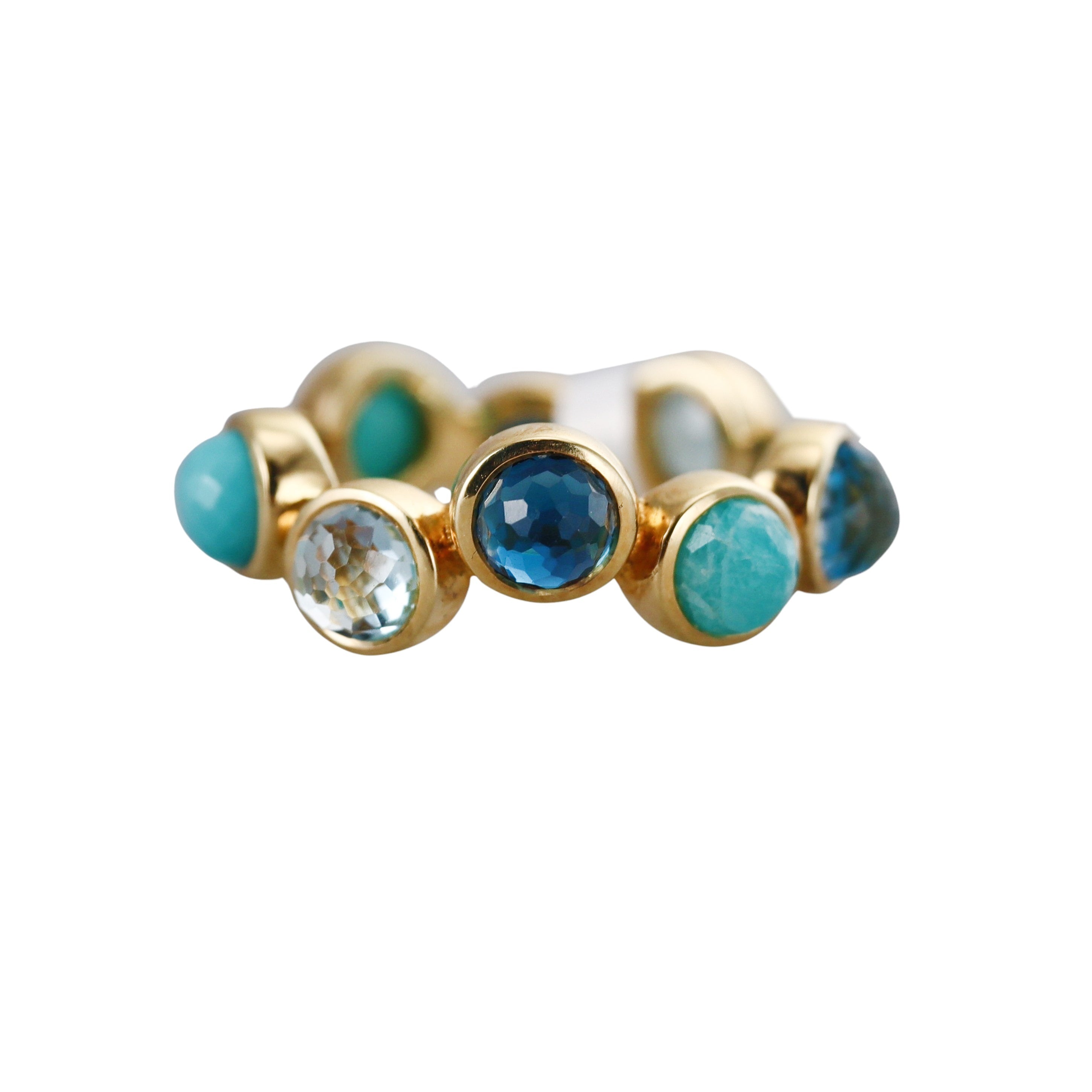 Ippolita Waterfall 18k Gold Turquoise Topaz Band Ring