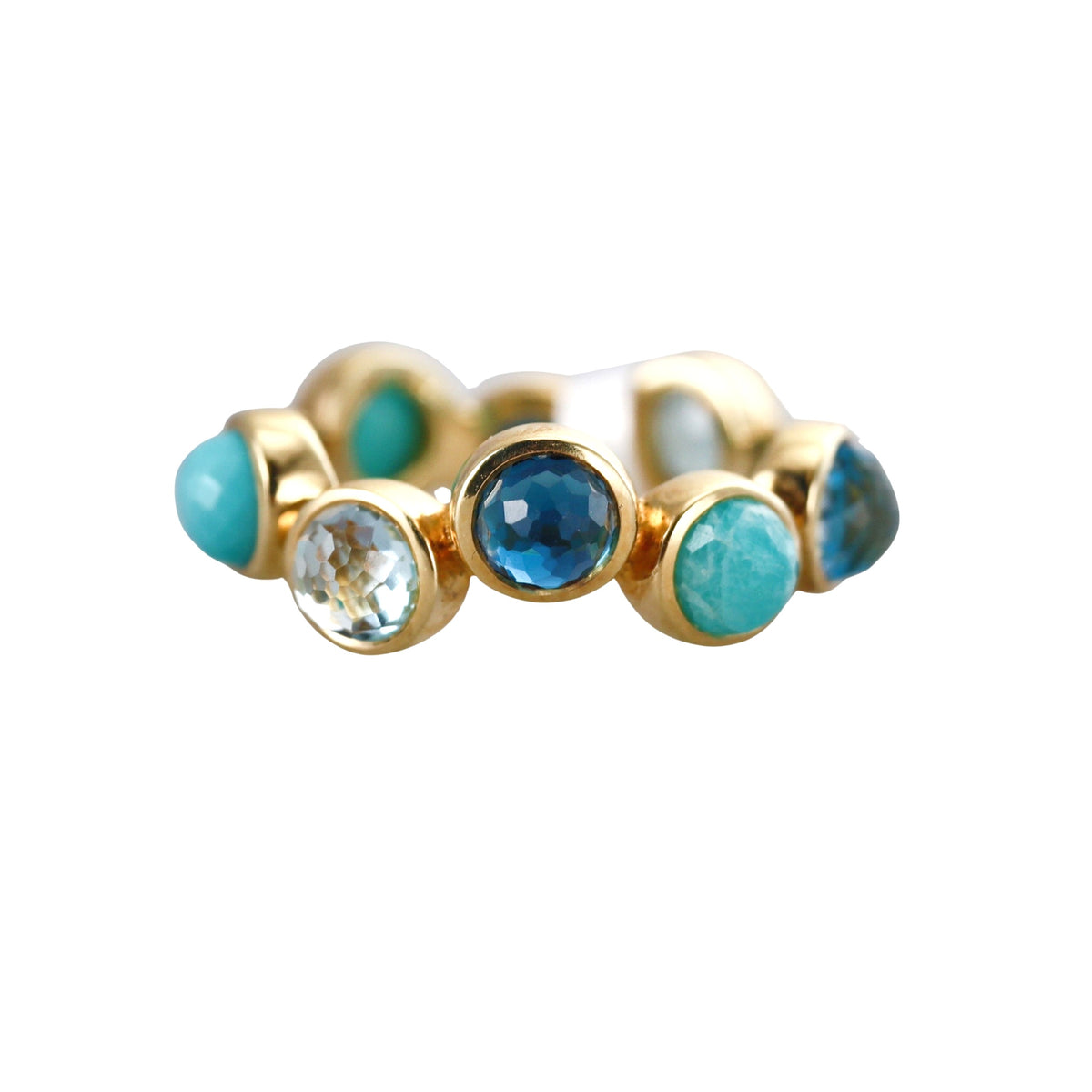 Ippolita Waterfall 18k Gold Turquoise Topaz Band Ring