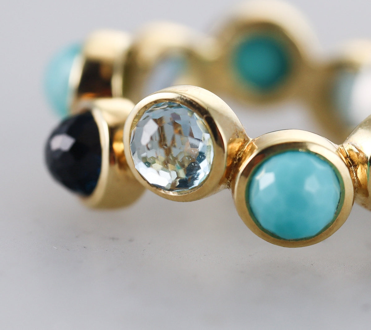 Ippolita Waterfall 18k Gold Turquoise Topaz Band Ring