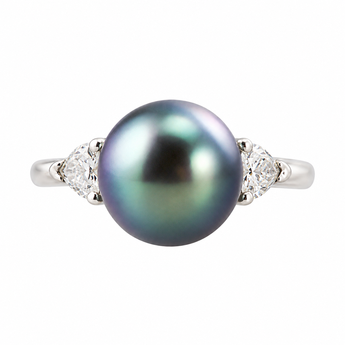 11mm Tahitian South Sea Pearl Diamond Platinum Ring