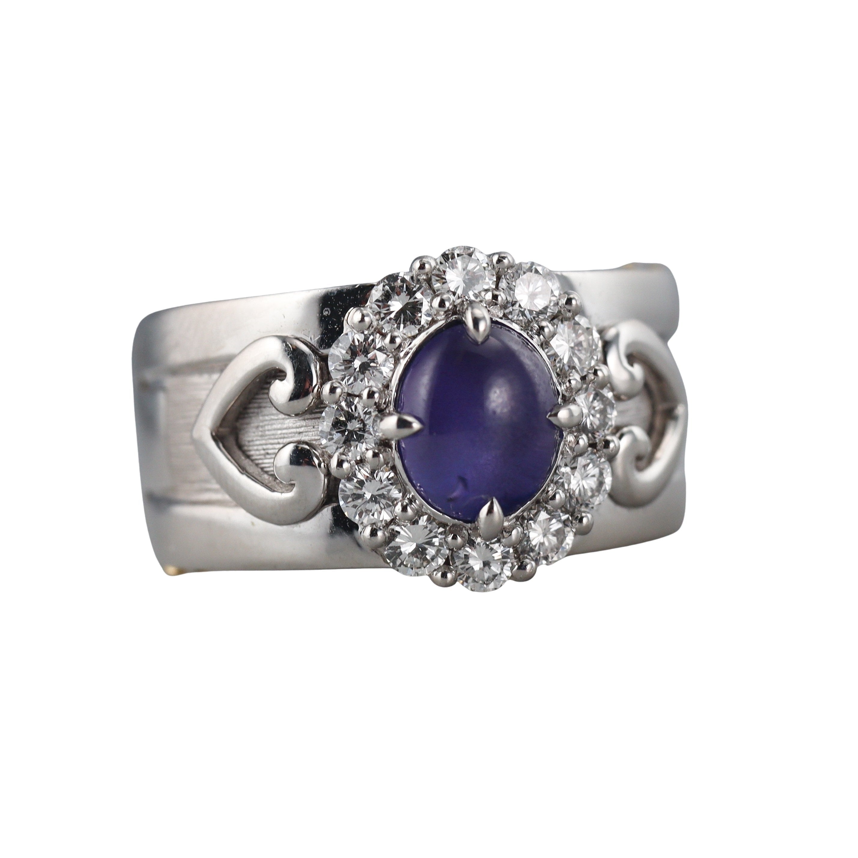 Jewel Studio 18k Gold Platinum 2.83ct Sapphire Diamond Ring