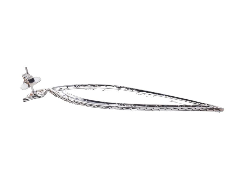 John Hardy Lahar Sterling Silver Diamond Long Earrings OG-2539
