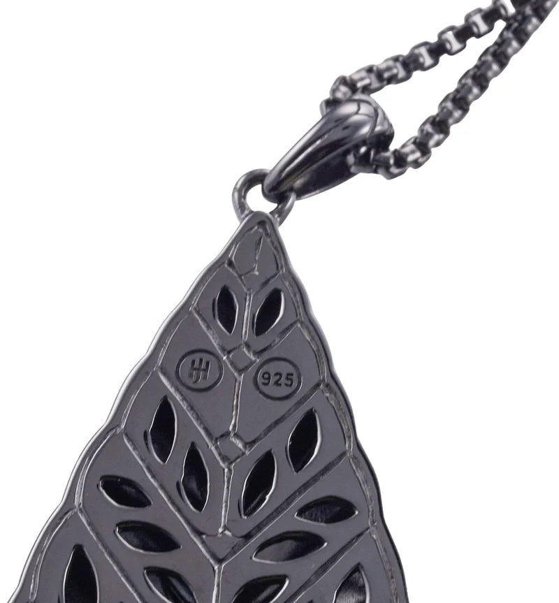 John Hardy Modern Chain Rhodium Sterling Silver Diamond Pendant Necklace OG-2616