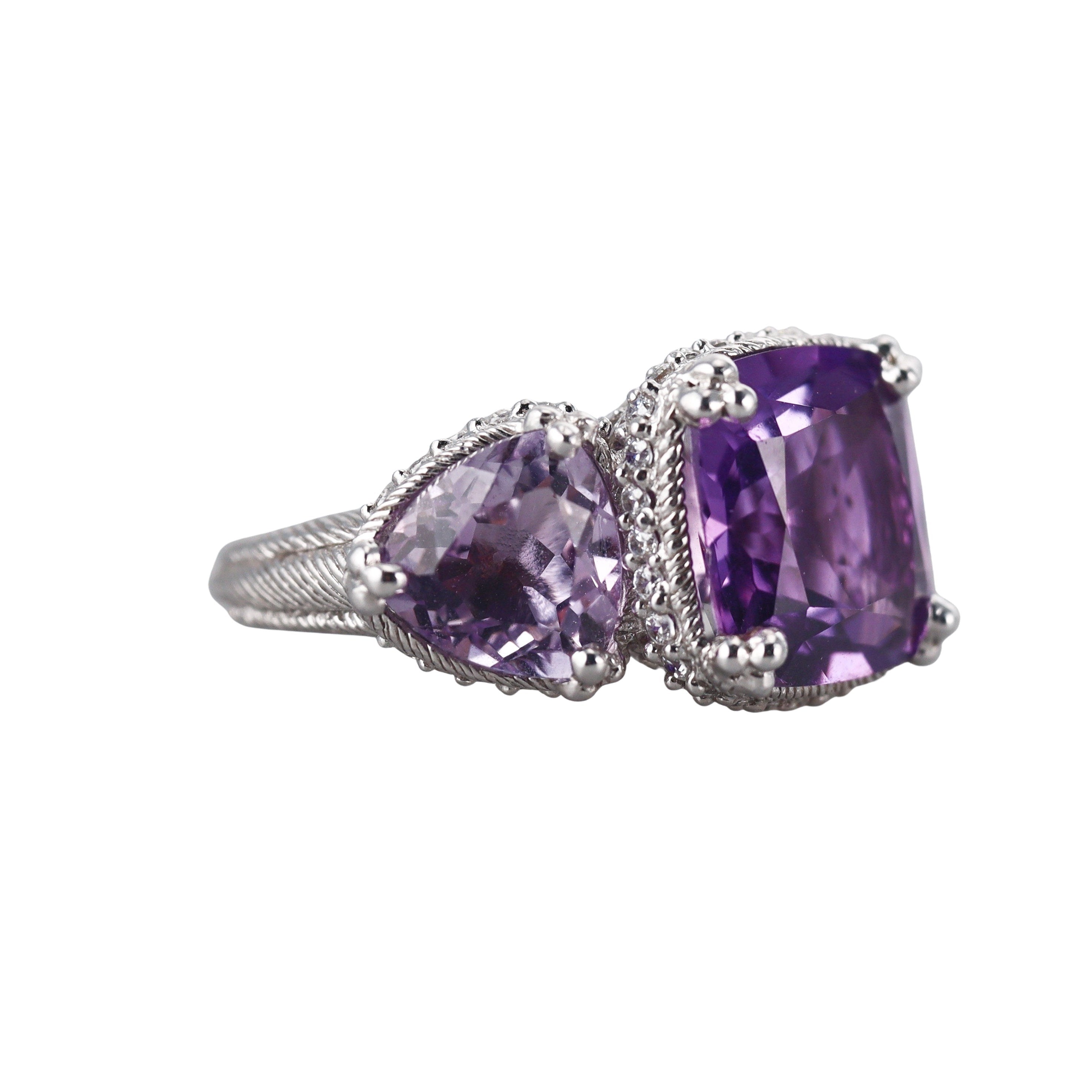 Judith Ripka Sterling Amethyst Crystal Ring
