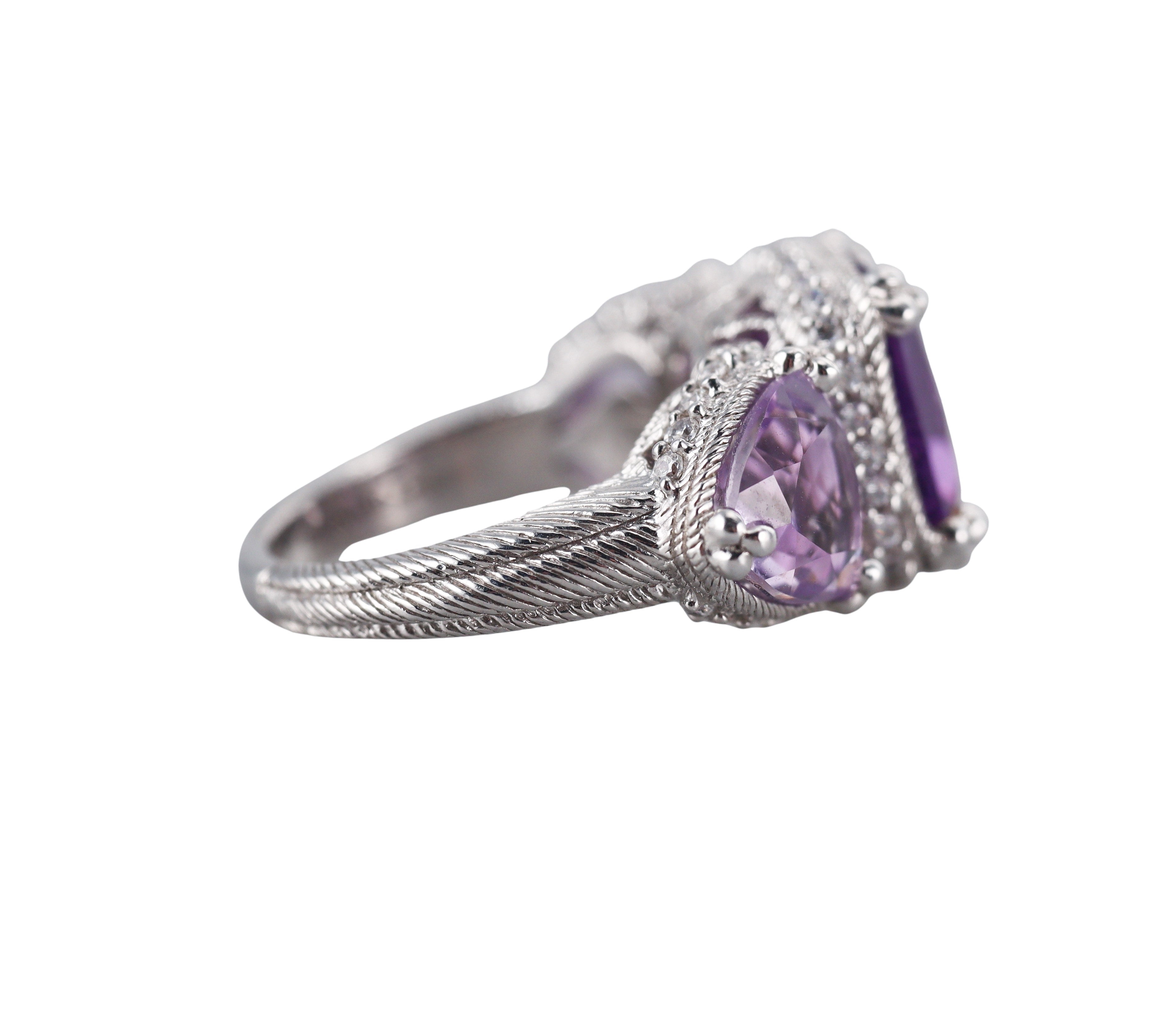 Judith Ripka Sterling Amethyst Crystal Ring