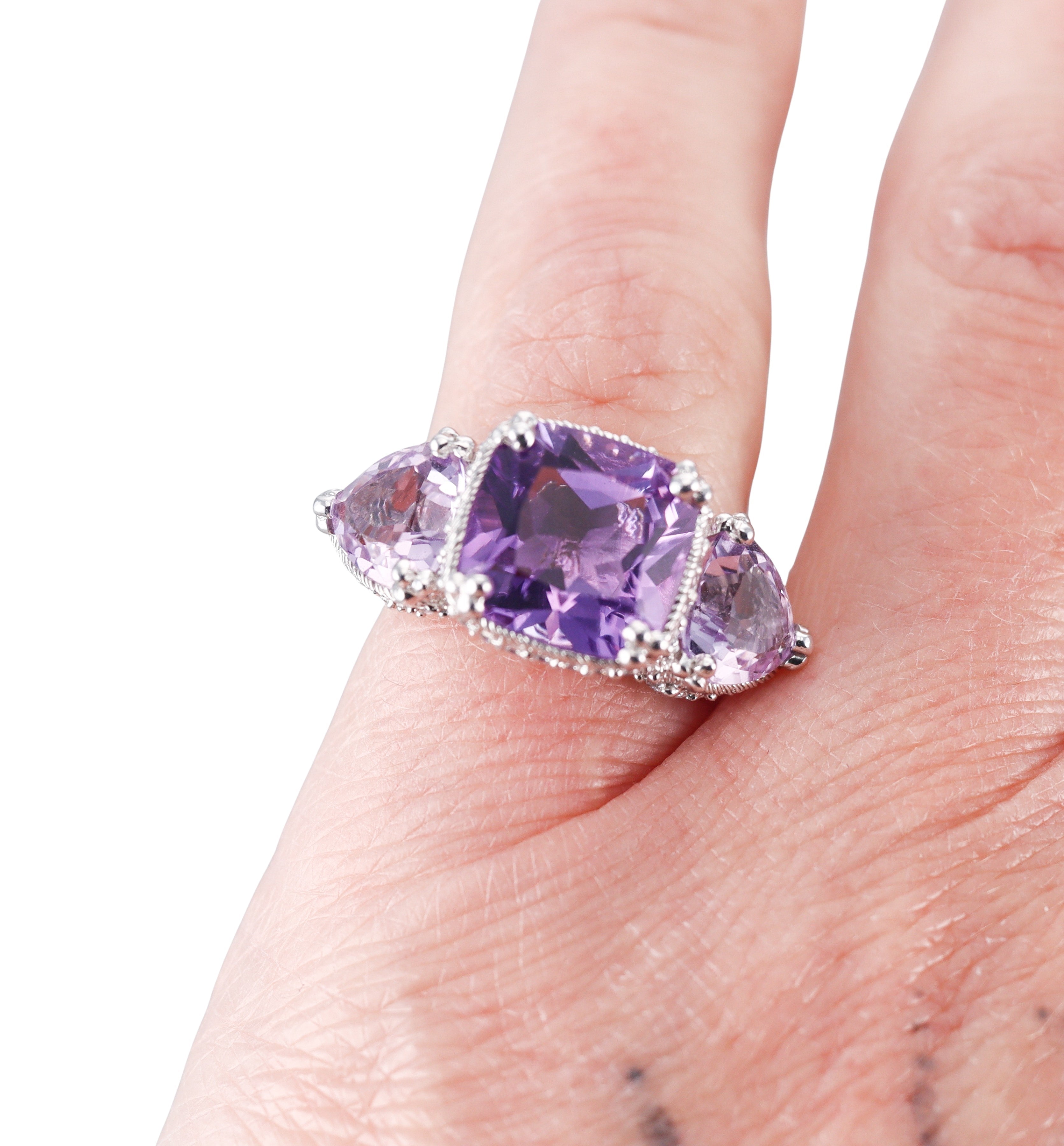 Judith Ripka Sterling Amethyst Crystal Ring
