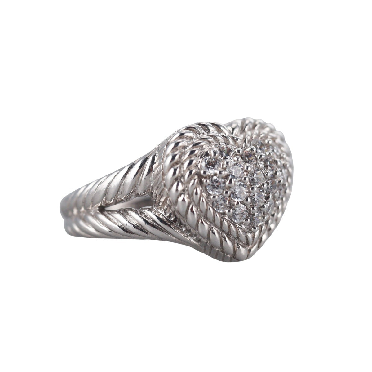 Judith Ripka Sterling Silver Cubic Zirconia Heart Cocktail Ring