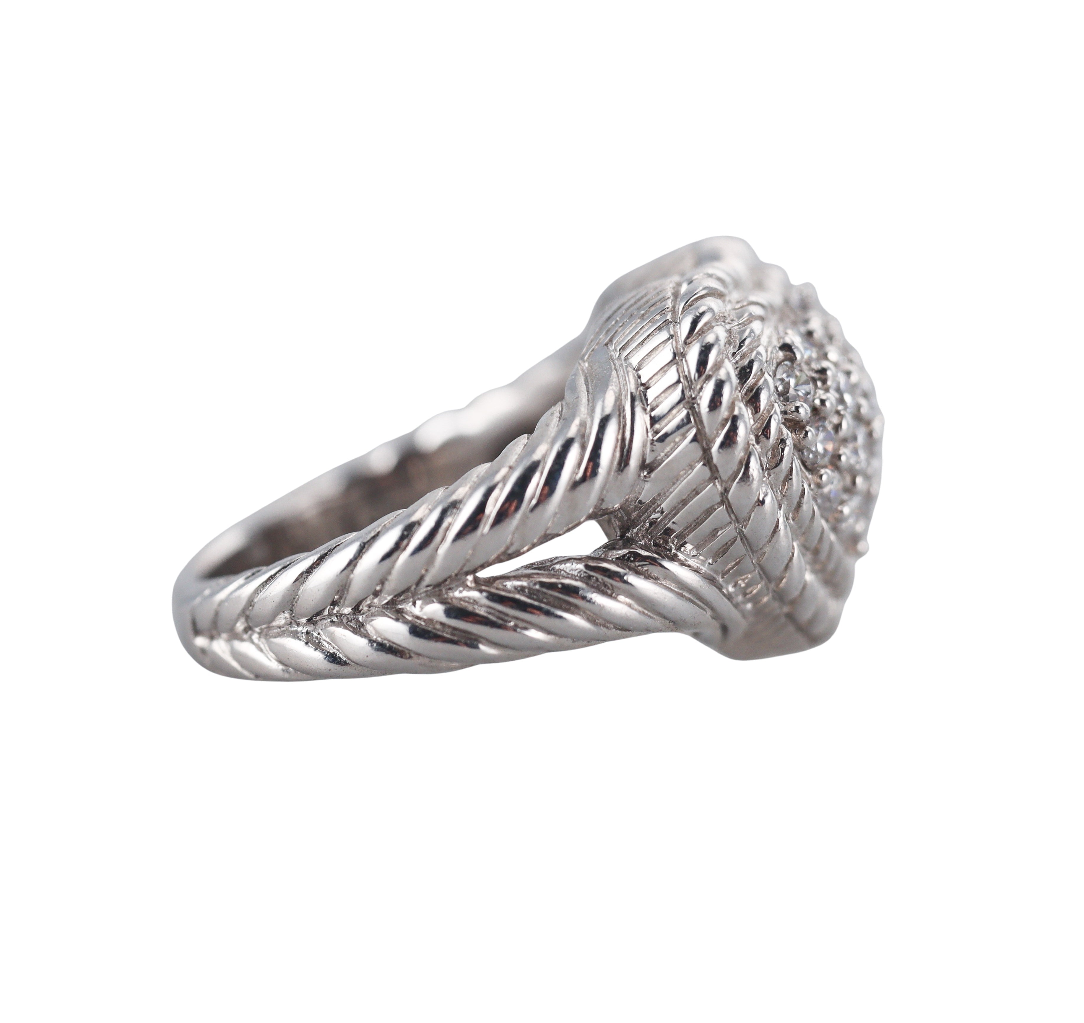 Judith Ripka Sterling Silver Cubic Zirconia Heart Cocktail Ring